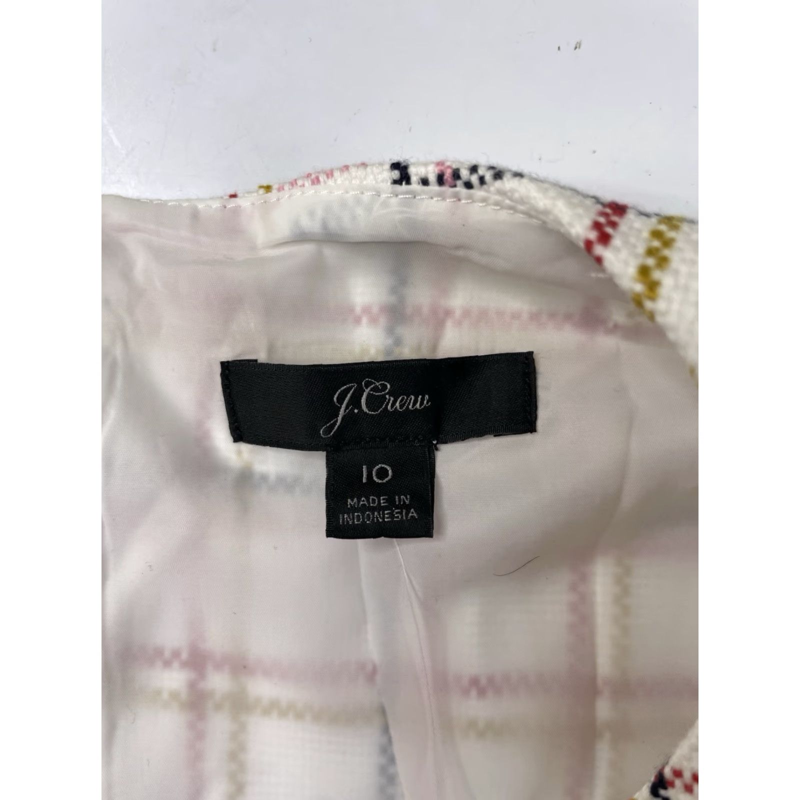 J.Crew NWT J.CREW A-Line Dress Sleeveless Crew Neck Zip Knee Length Multicolor Windowpane Cotton Tweed Fringe Lined Size 10 Womens Size L / US 10 / IT 46 - 3 Thumbnail