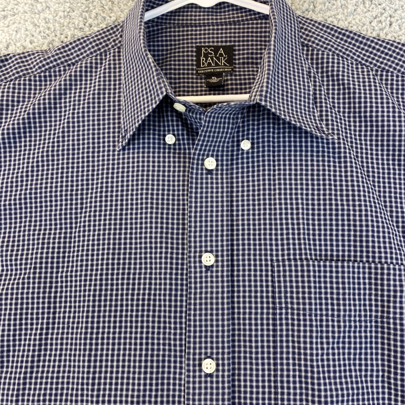 Chaps Jos A Bank Button-Down Long Sleeve Men's XL Black White Check Dress Shirt/ 44-28 Size 46R - 2 Thumbnail