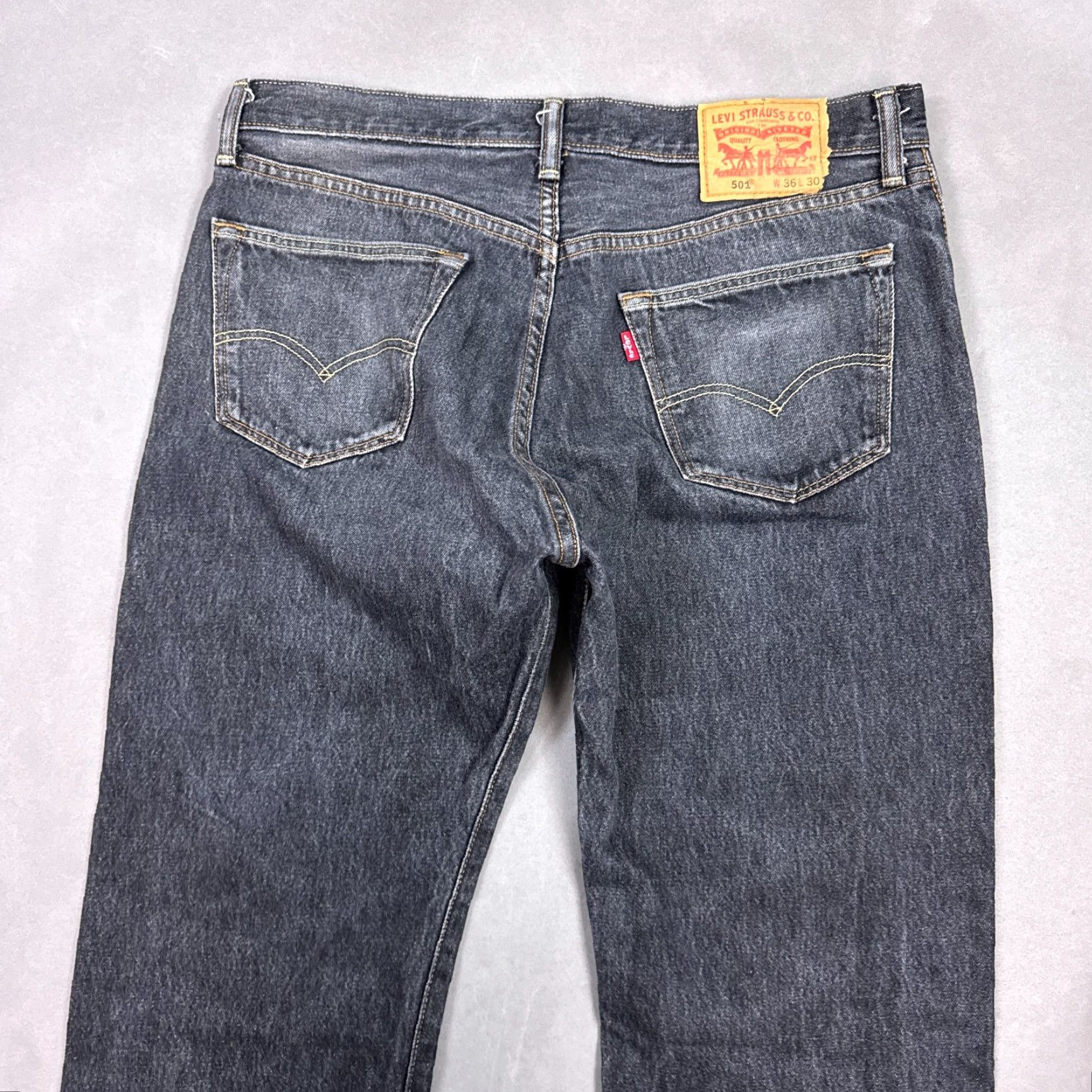 Levi's Levi's 501 Jeans Mens 36x30 Black Denim Button Fly Dark Faded Work Office Pants Straight Modern 5-Pocket Mens Regular Size Size US 36 / EU 52 - 5 Thumbnail