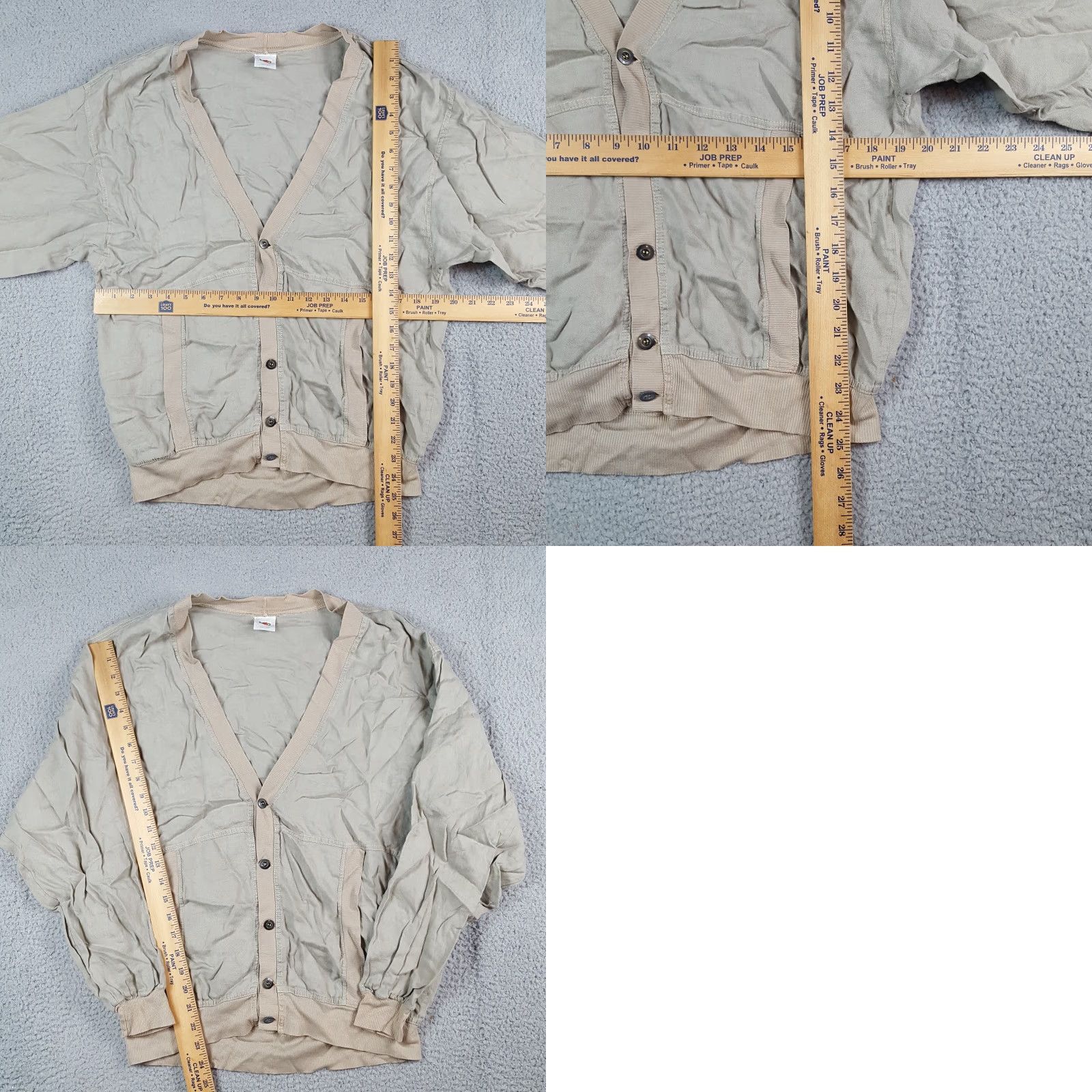 Vintage VTG 90s Beige Cardigan Beigh Khaki Grunge Button Up Pullover Sweater MOG Size 4 Pockets Womens Knit Shirt Size S / US 4 / IT 40 - 8 Thumbnail