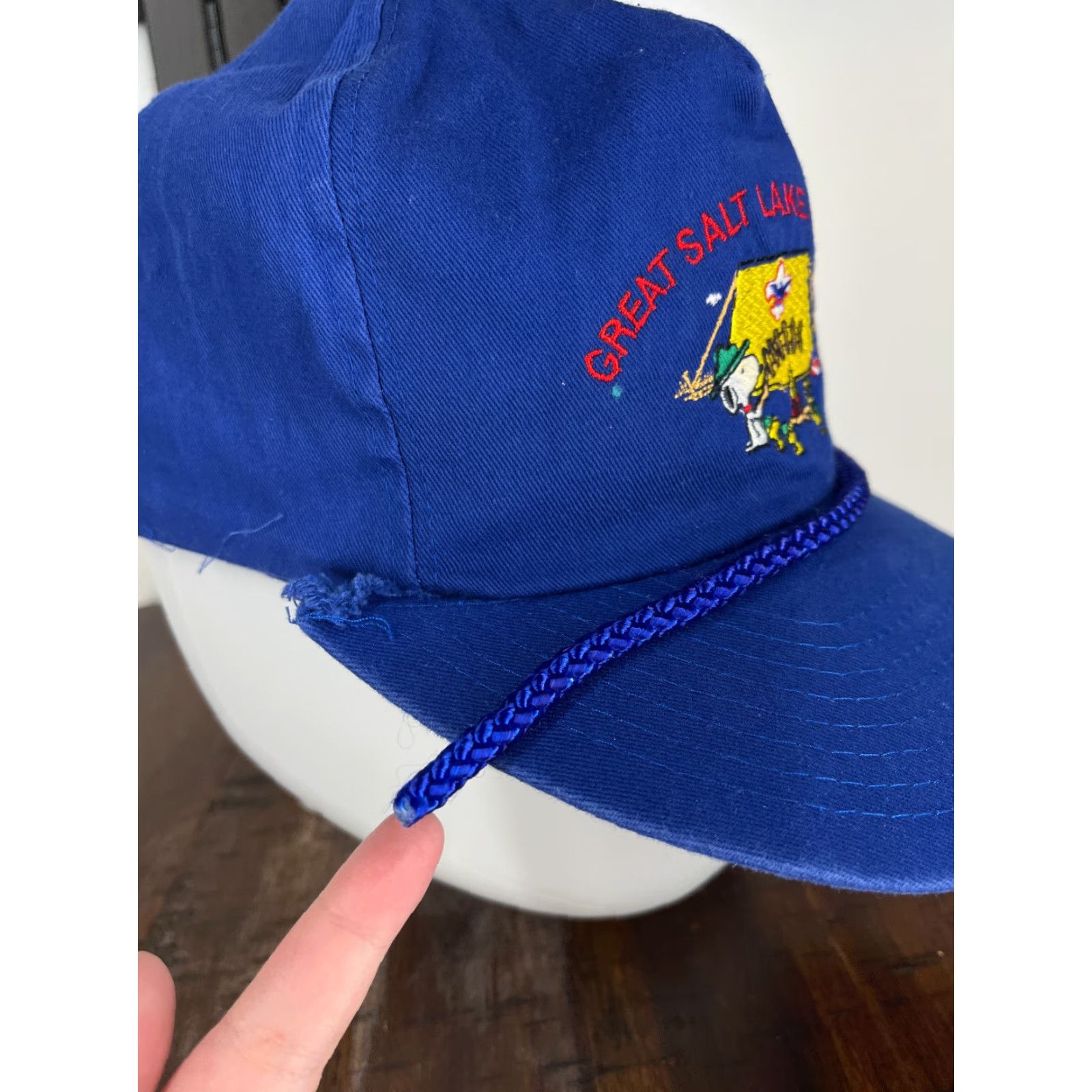 Vintage Great Salt Lake Council Hat Adult Blue Snoopy Camp Steiner BSA Cap Strap Back Size ONE SIZE - 3 Thumbnail