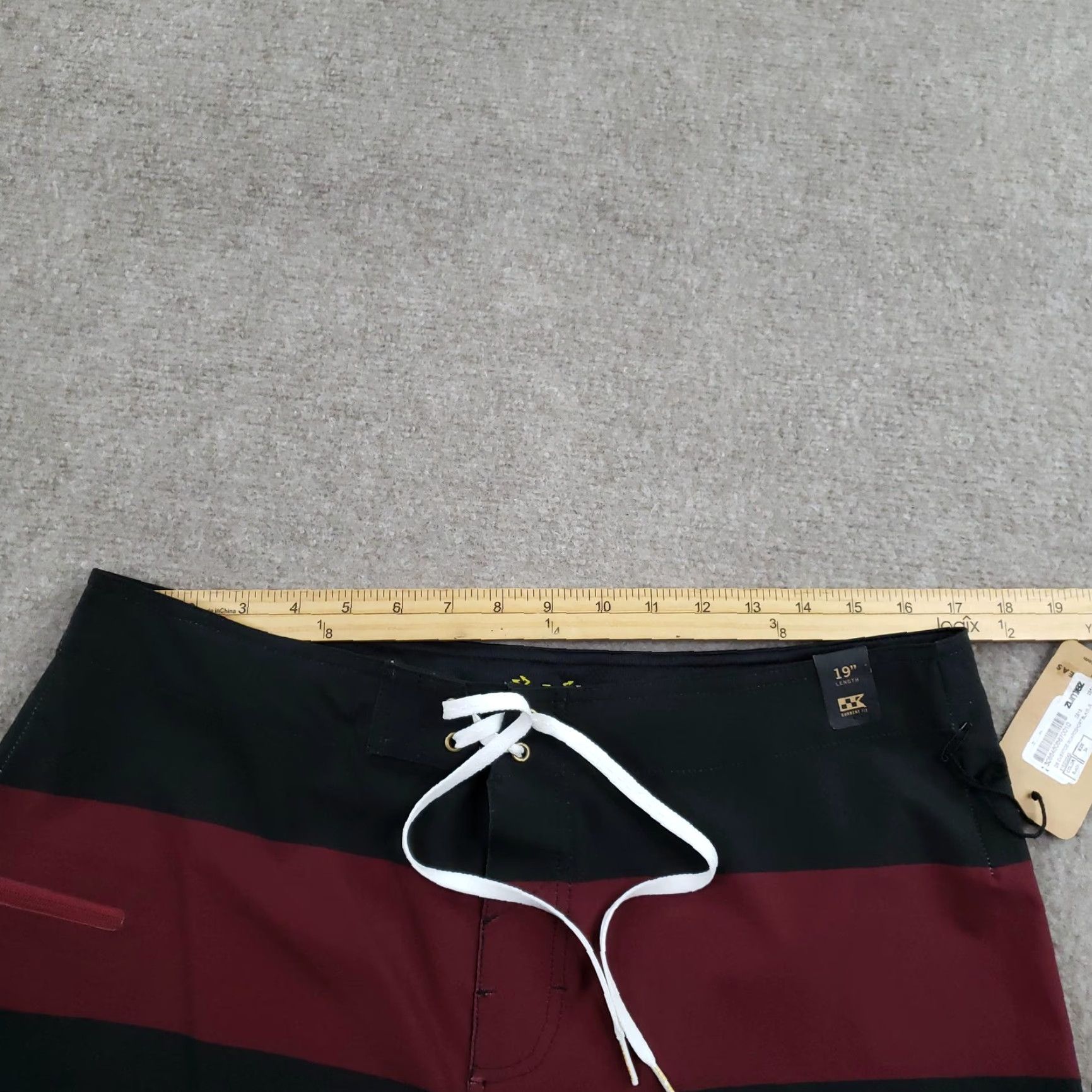 Vintage Dark Seas Overtide Board Shorts Mens 34 Black Striped Drawstring Back Pocket Size US 34 / EU 50 - 6 Thumbnail