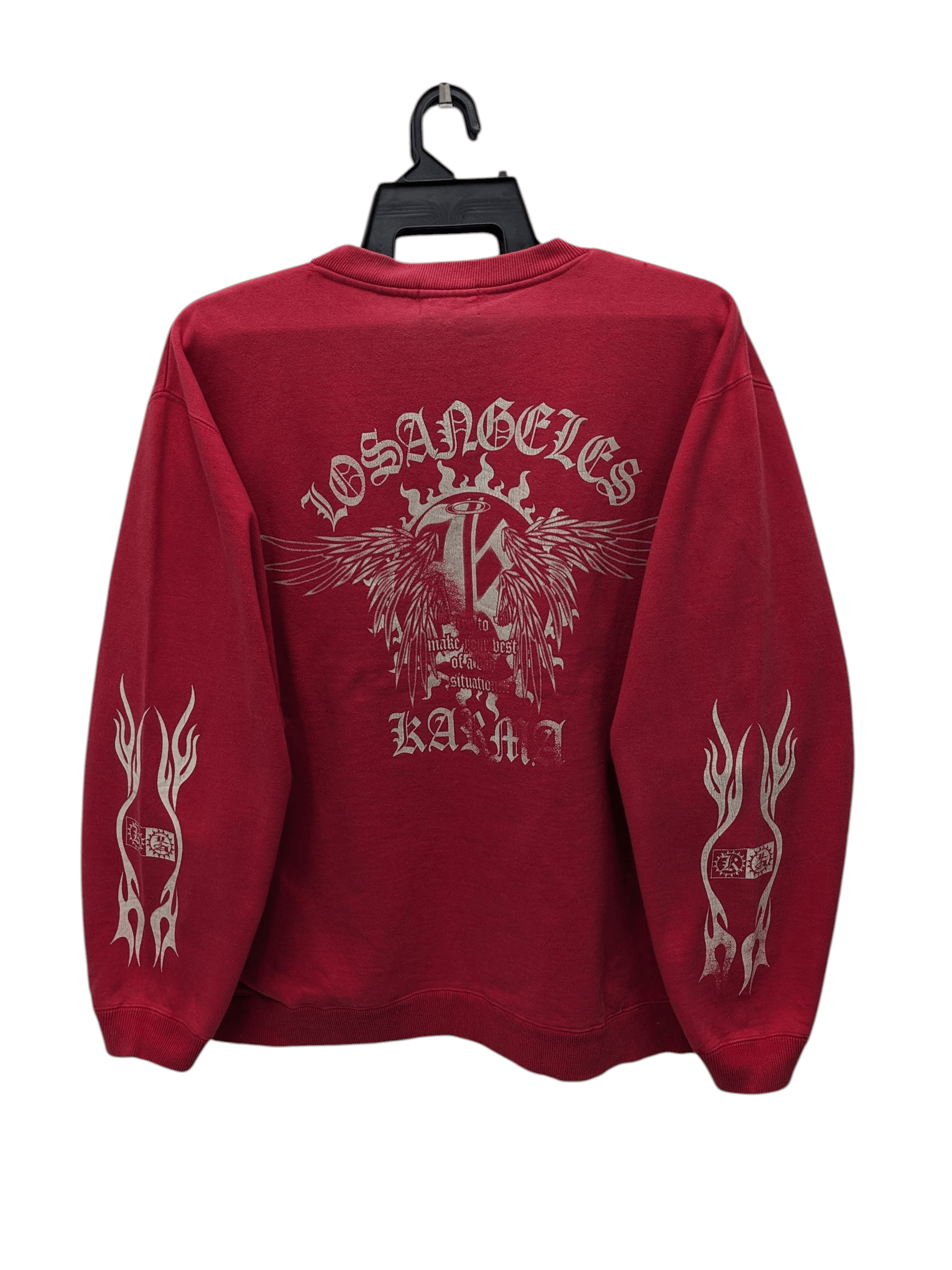Japanese Brand Vintage 90s Karma Los Angeles Gothic Graphic Sweatshirt Size US L / EU 52-54 / 3 - 1 Thumbnail