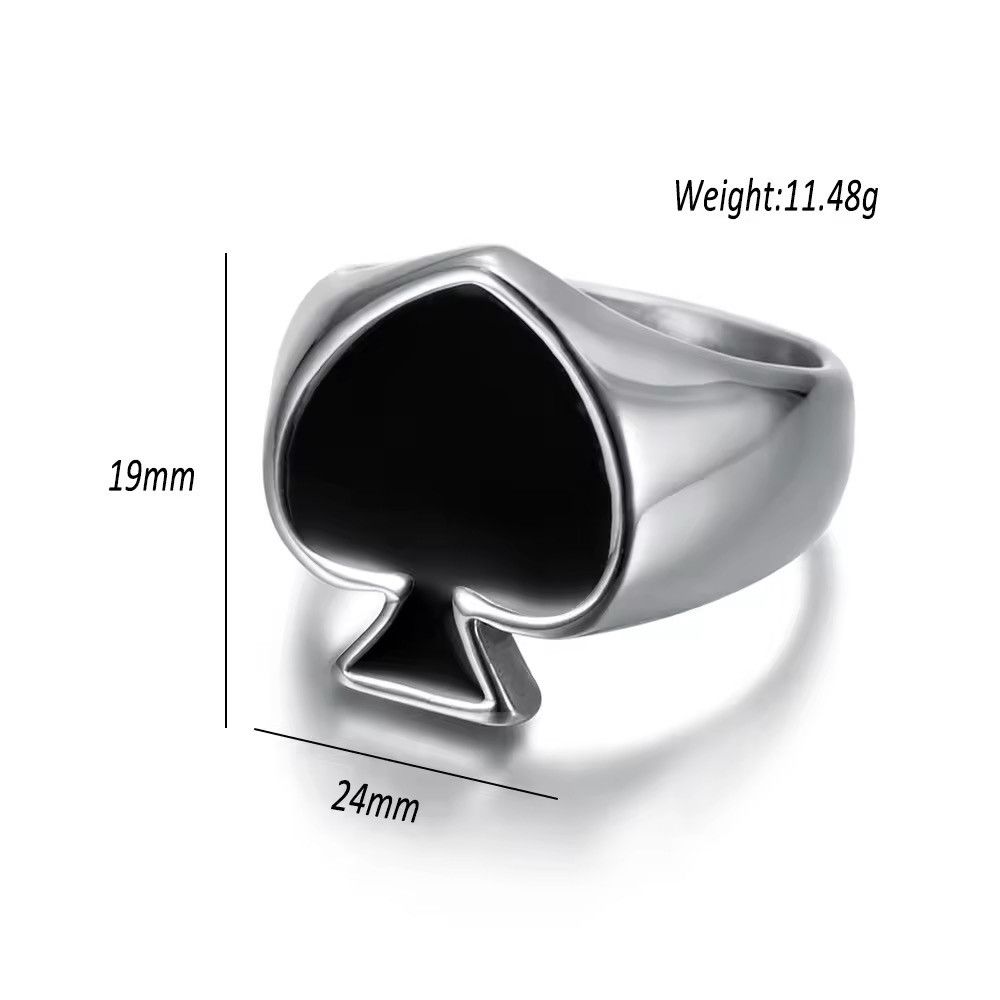 Jewelry × Vintage Black Spade Lucky Stainless Ring Size ONE SIZE - 6 Thumbnail