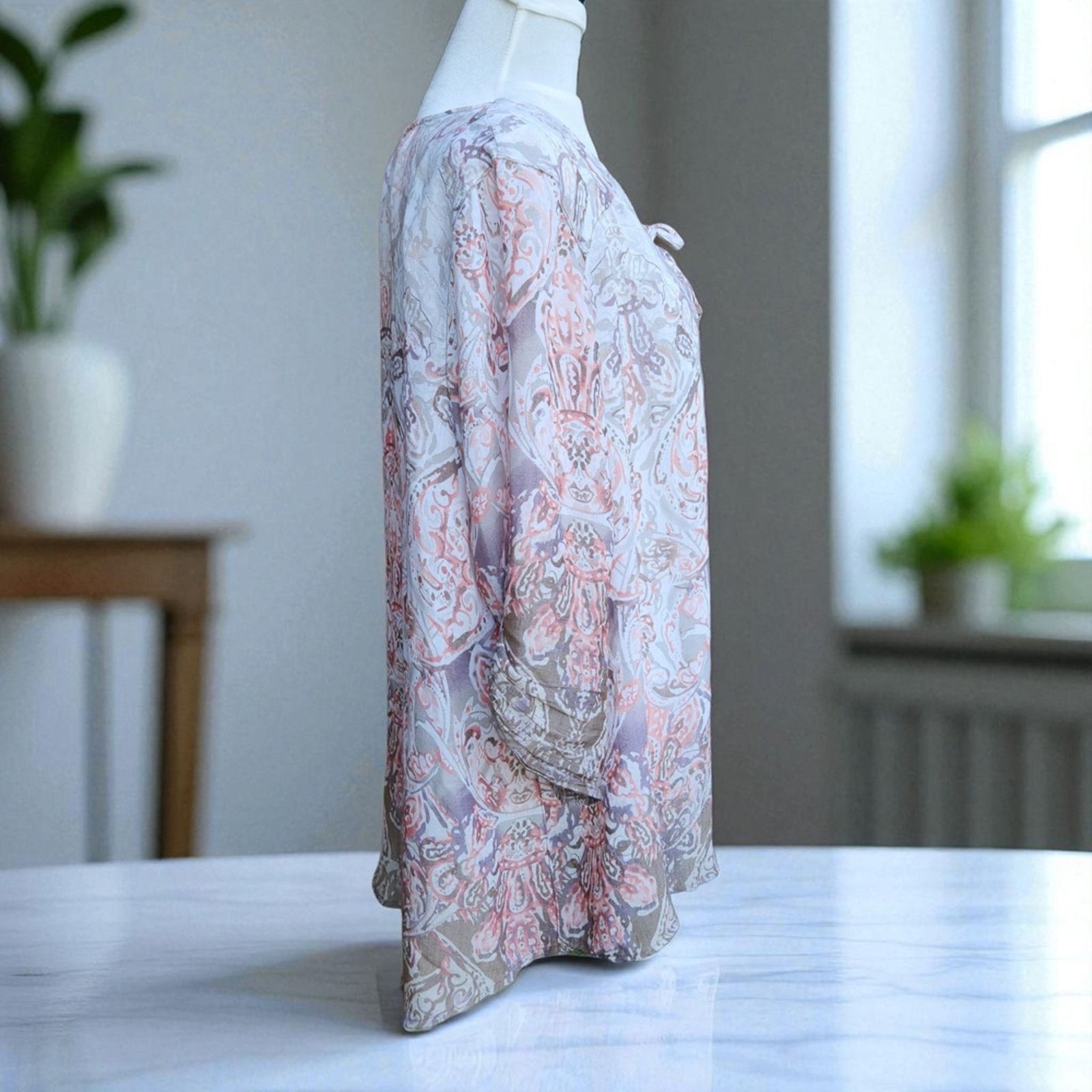 St. Johns Bay St Johns Bay 1X Tunic Coral Paisley Boho Relaxed 3/4 Sleeve Size XL / US 12-14 / IT 48-50 - 5 Thumbnail
