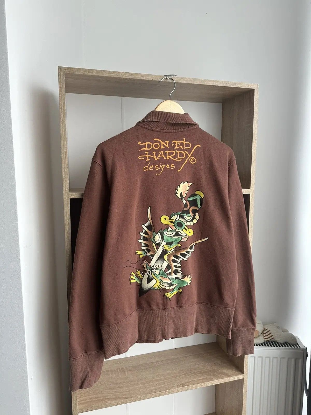 Christian Audigier × Ed Hardy × Vintage Vintage Ed Hardy Christian Audigier Brown Hoodie Size US M / EU 48-50 / 2 - 15 Thumbnail