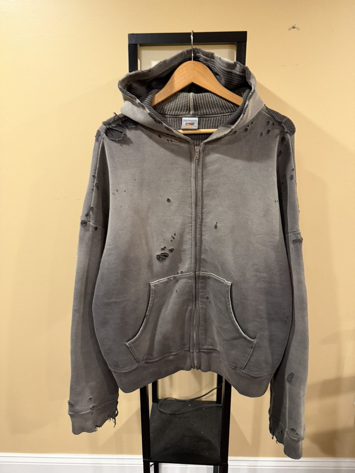 Saint Michael Saint Michael Distressed Thermal Double Face Lay Zip Hoodie Size US S / EU 44-46 / 1 - 5 Thumbnail