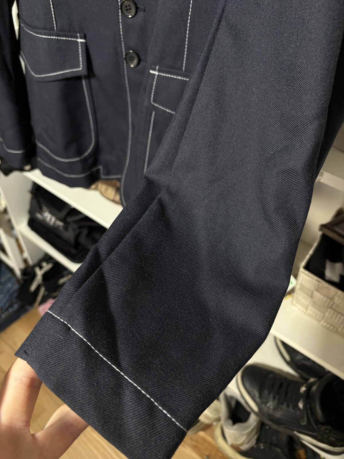 Comme des Garcons COMME des GARCONS SHIRT CONTRAST STITCH WOOL BLEND JACKET Size L / US 10 / IT 46 - 8 Thumbnail