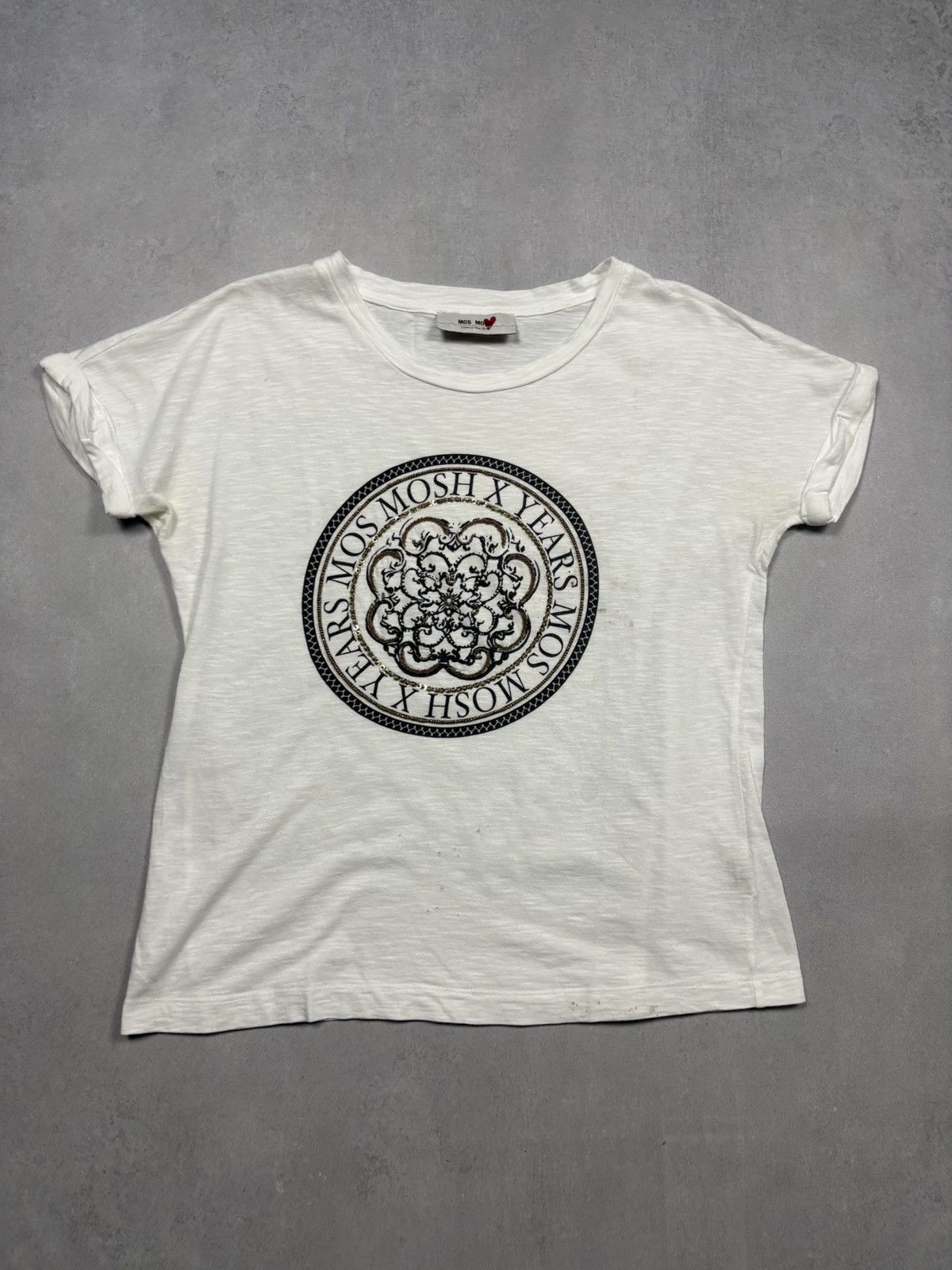 Other Mos Mosh T-Shirt S Distressed Graphic Studded Logo Tee Y2K Size S / US 4 / IT 40 - 1 Thumbnail