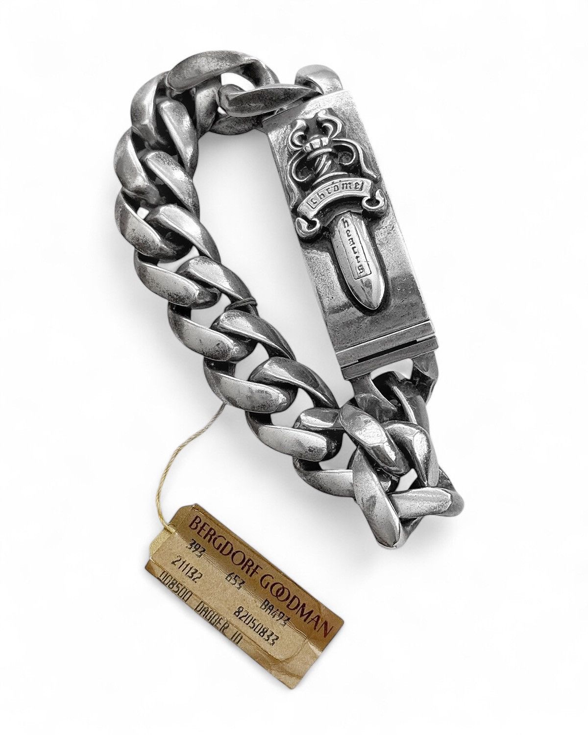 Chrome Hearts RARE Large Dagger ID Bracelet Sterling Silver Cuban Size ONE SIZE - 1 Thumbnail