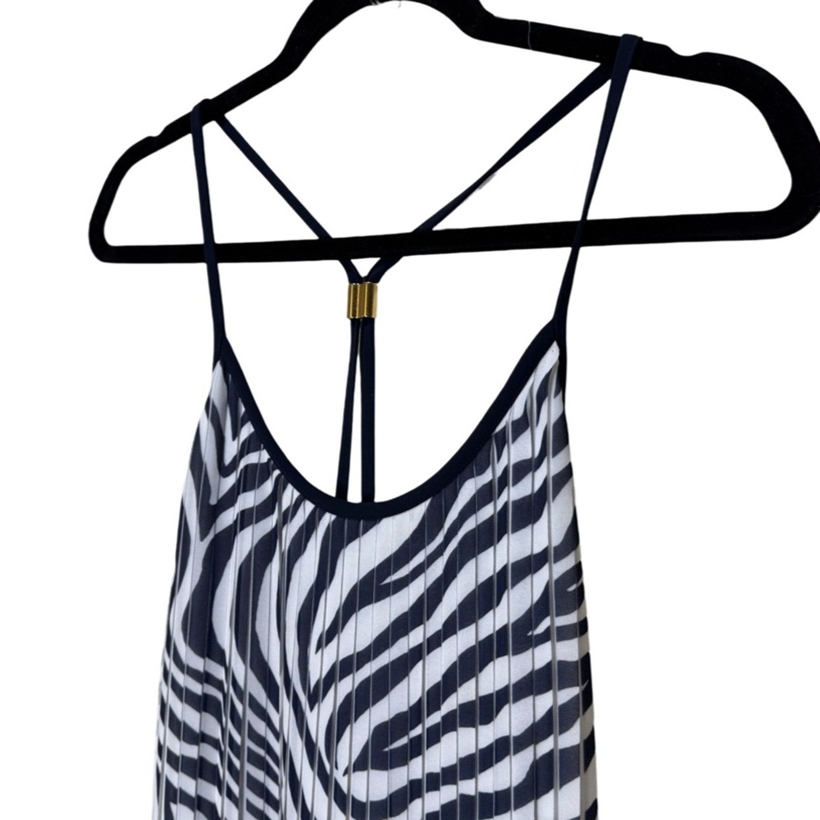 MICHAEL Michael Kors True Navy Zebra Pleated Maxi Dress 6