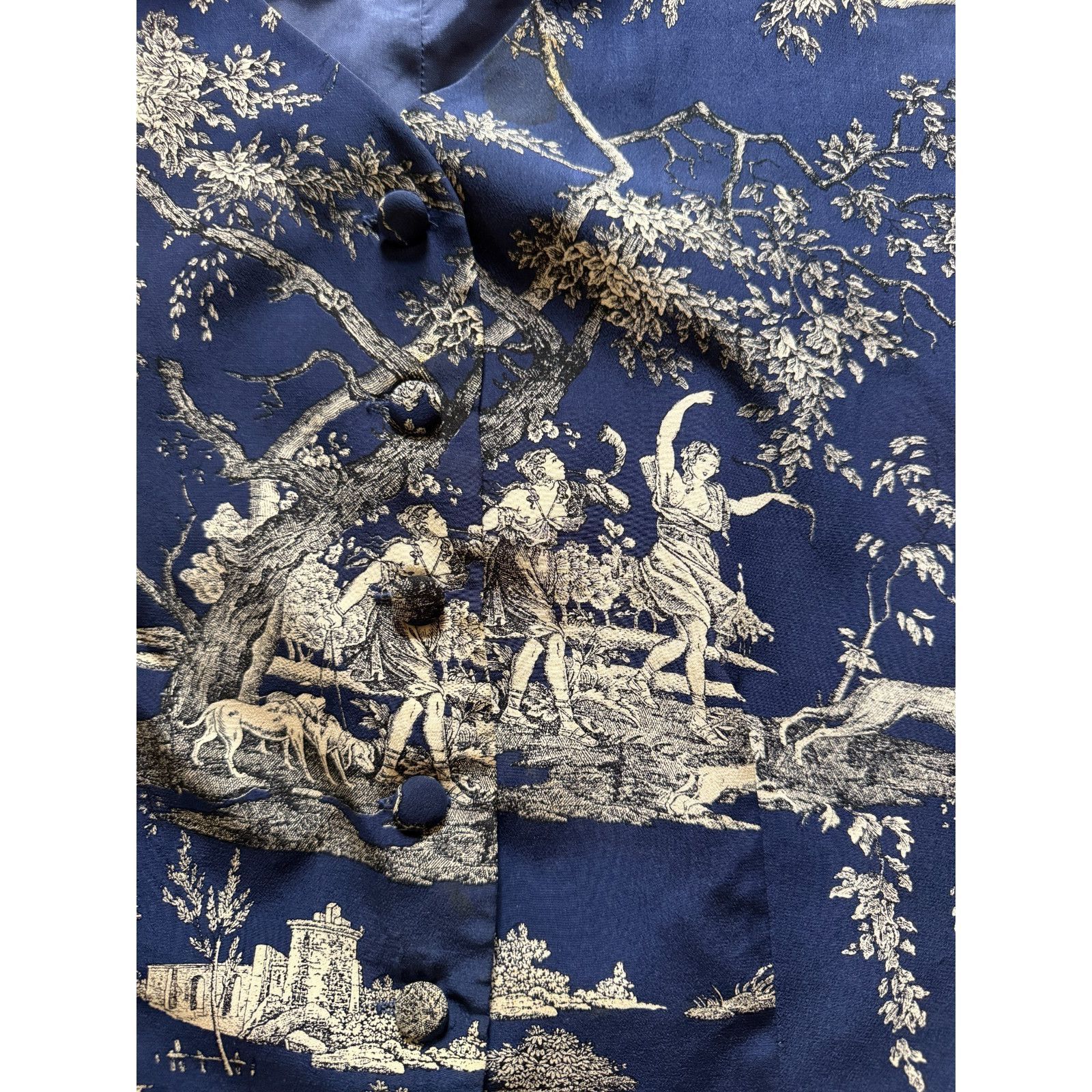 J.McLaughlin J. McLaughlin Silk Chinoiserie Vest Blue Button Front Print Size S / US 4 / IT 40 - 4 Thumbnail