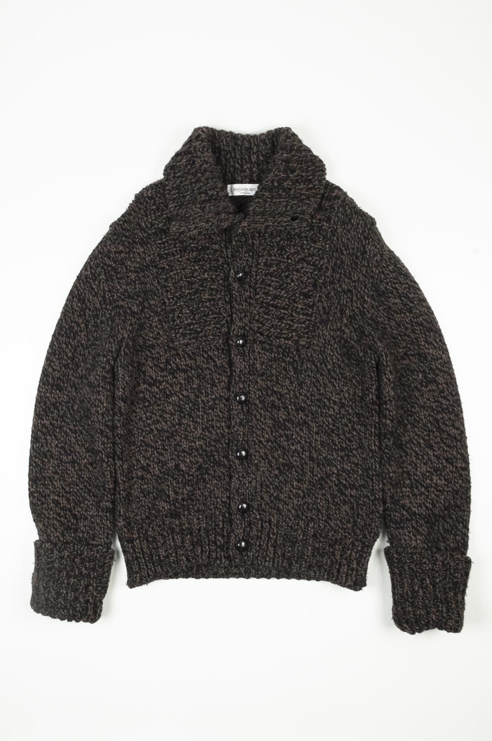 image of YVES Saint Laurent Rive Gauche Men Wool Sweater Size L H4077 in Black Brown