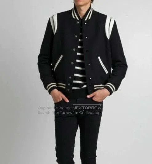 Saint Laurent Paris black and white varsity jacket by SLP. Size US L / EU 52-54 / 3 - 9 Thumbnail