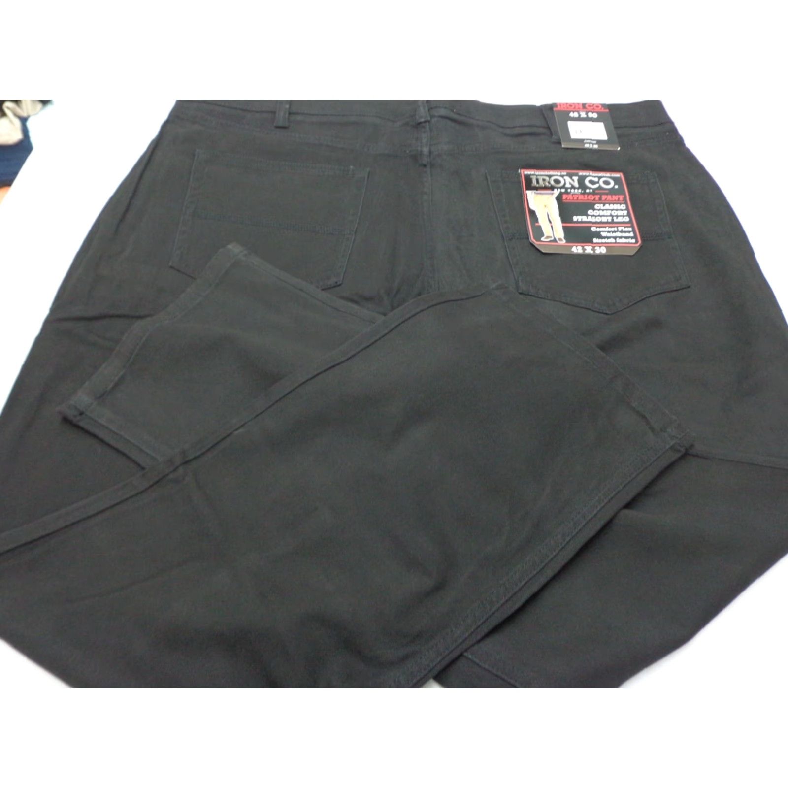 Vintage Iron Co. Men’s Classic Stretch Comfort Patriot Pants Black 42 x 30 Pants Straight Flat Front 98% Cotton 2% Spandex Chino Modern Iron Co Mens Size US 42 / EU 58 - 6 Thumbnail