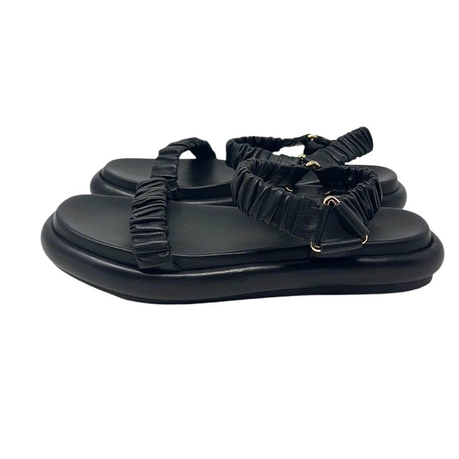 KHAITE Khaite Puglia Sandals Black Leather Elasticized Strap Shoes Size US 8 / IT 38 - 7 Thumbnail