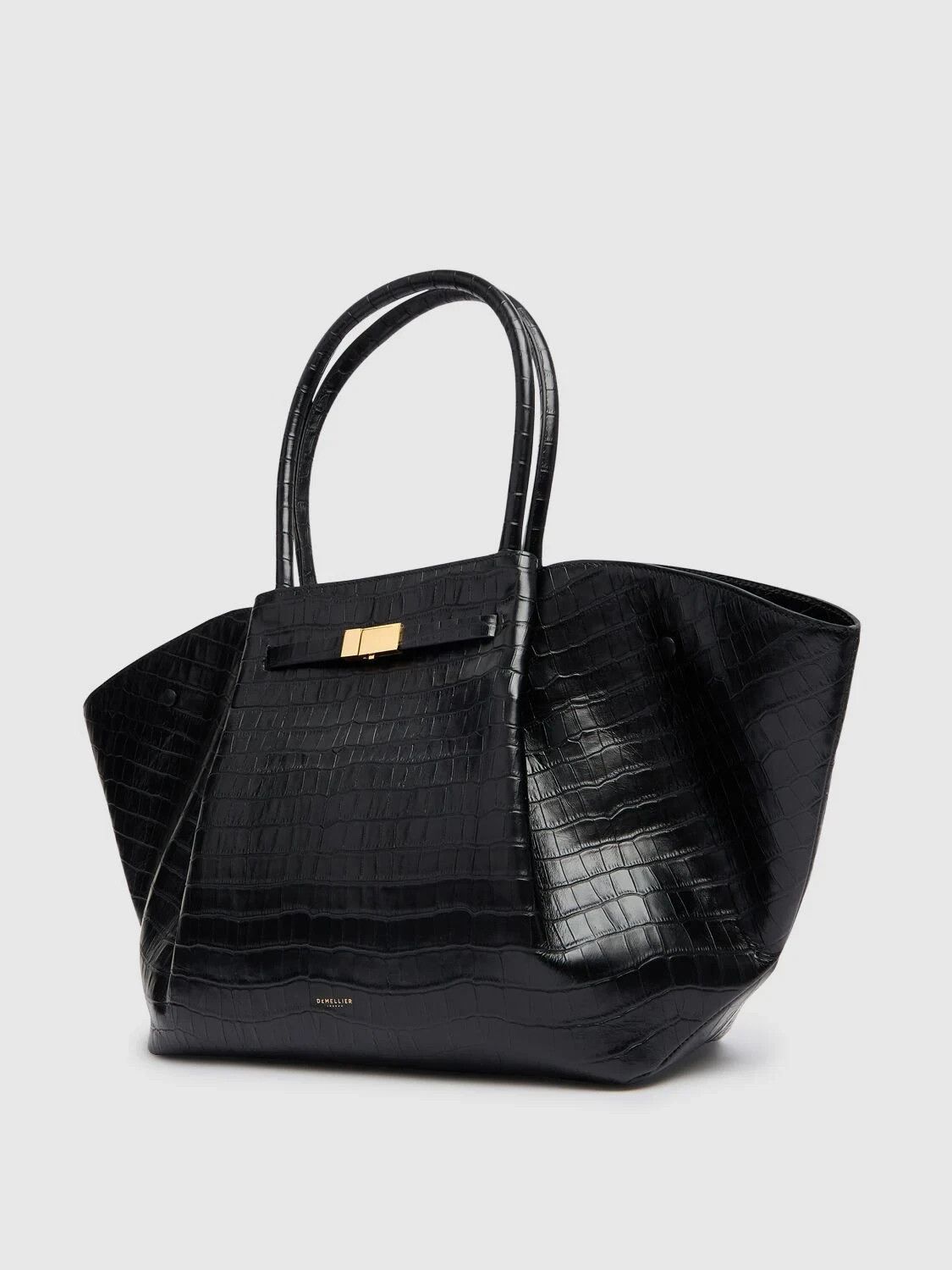 Other DEMELLIER NY Black Embossed Leather Tote Bag New Auth Size ONE SIZE - 2 Thumbnail