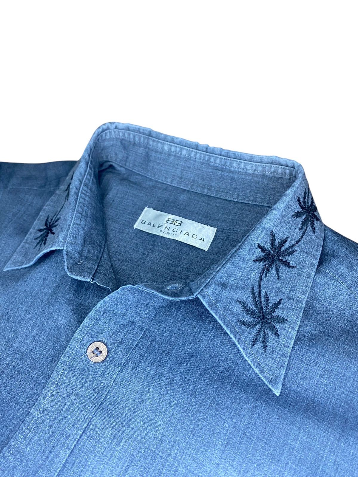 Balenciaga Rare💥 Vtg Balenciaga palm tree embroidery BB button up shirt Size US S / EU 44-46 / 1 - 5 Thumbnail