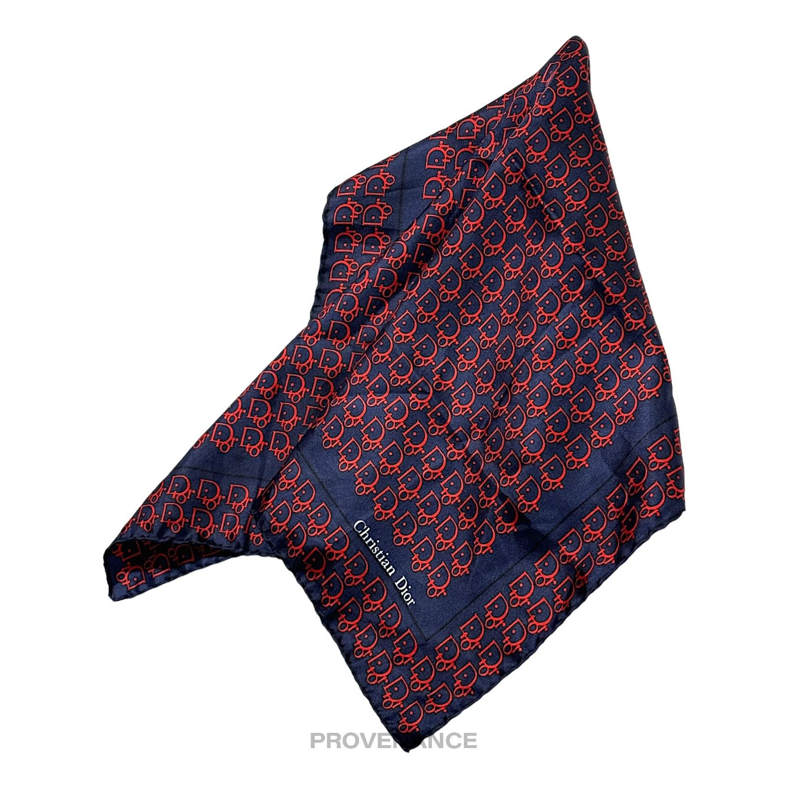 Dior 🔴 Christian Dior Trotter Monogram Silk Scarf - Navy Red Size ONE SIZE - 2 Thumbnail