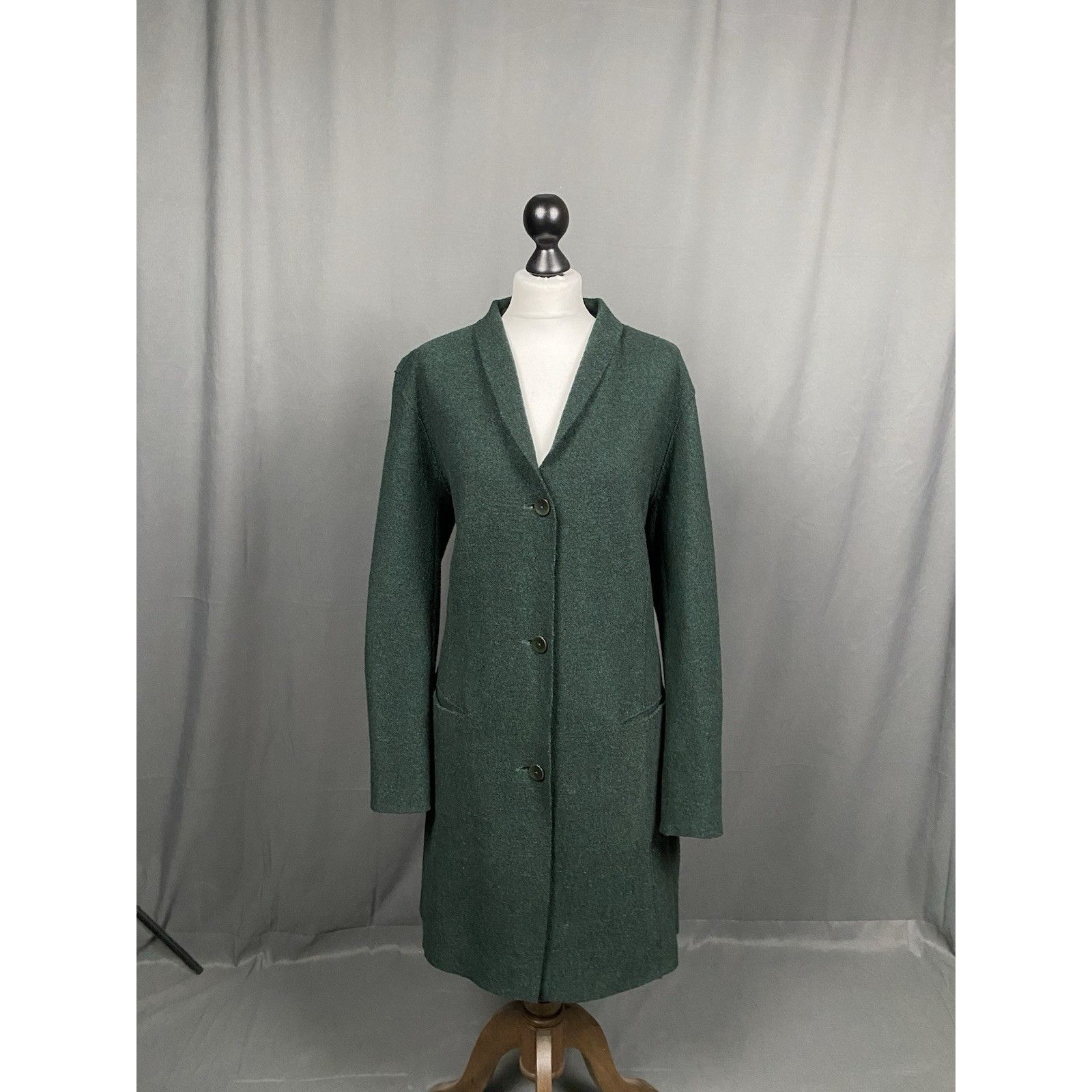 OSKA Oska Boiled Wool Women's Green Long Over Coat Size 3 Size M / US 6-8 / IT 42-44 - 3 Thumbnail