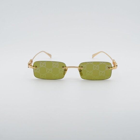 Gucci Gucci GG1808S 002 Sunglasses Gold Rectangle Frame, Green Size ONE SIZE - 2 Thumbnail