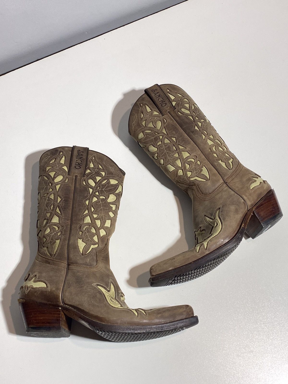 Genuine Leather × Vintage Vintage 00s Leather Cowboy Boots y2k Sancho Western Rodeo Size US 7 / IT 37 - 4 Thumbnail
