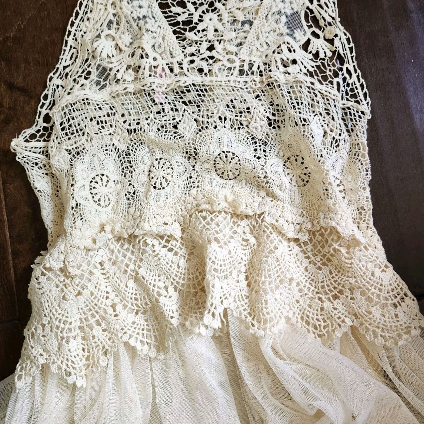 Vintage 36 Point 5 Women's Dress Lace Sleeveless Knee-Length White Polyester Party Wedding Large Lined Sheer Spring Summer Fall Size L / US 10 / IT 46 - 5 Thumbnail