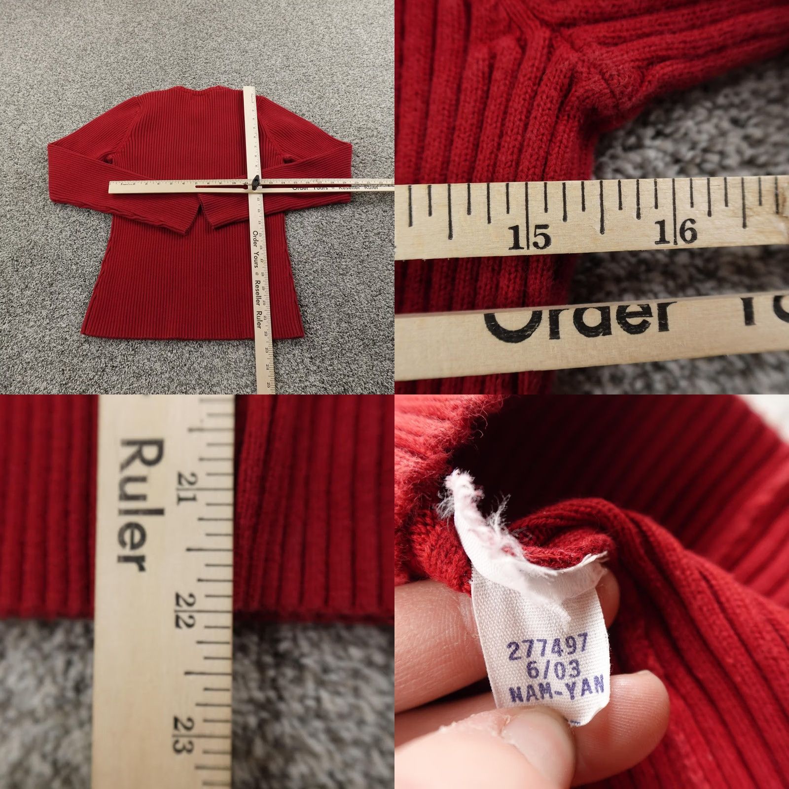 Tommy Hilfiger VINTAGE Tommy Hilfiger Sweater Womens XL Red Logo Ribbed Knit Pullover Crewneck Slim Knit Size XL / US 12-14 / IT 48-50 - 8 Thumbnail