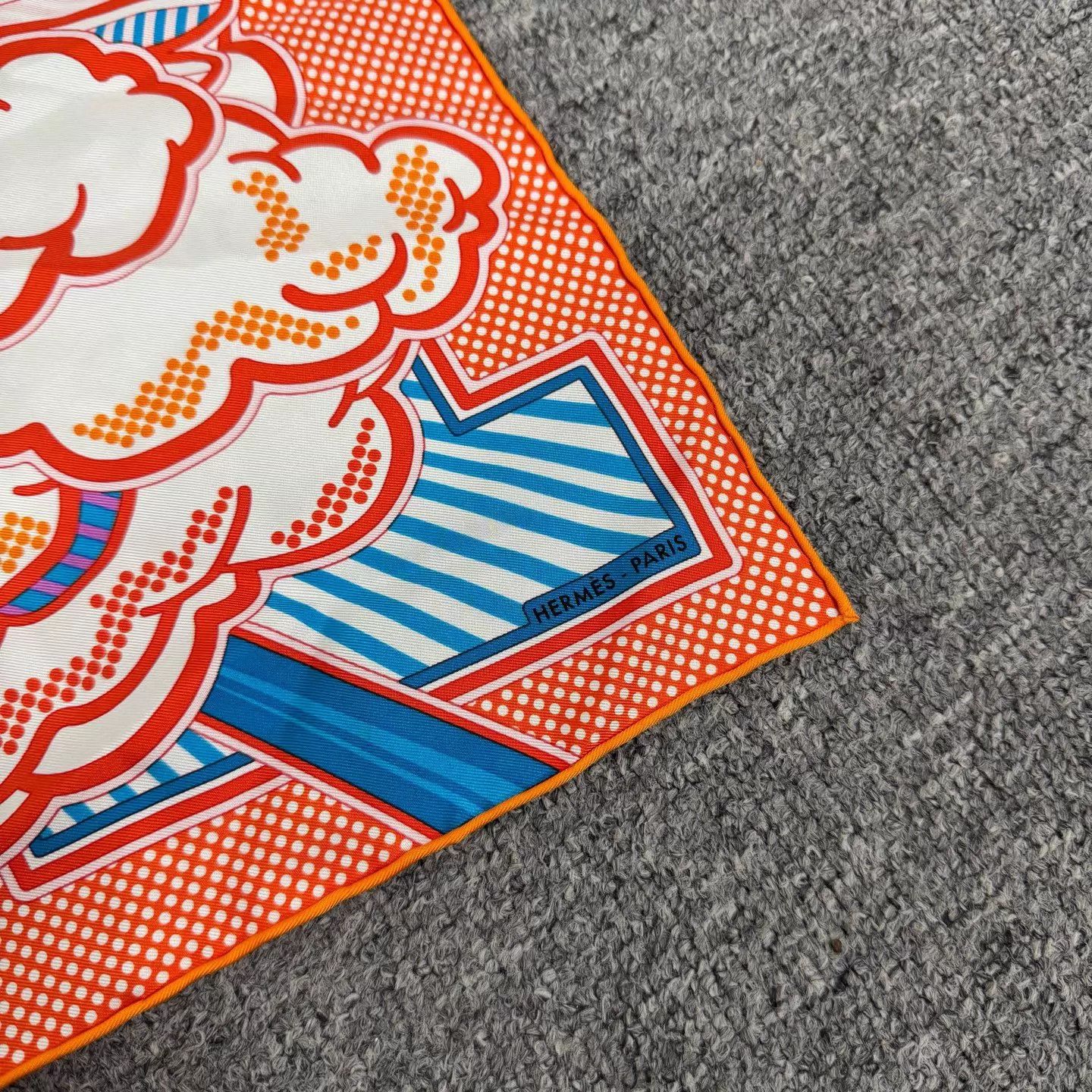 Hermes Hermes Pop Pegasus Silk Scarf Orange 45x45 Rare Discontinued Size ONE SIZE - 3 Thumbnail