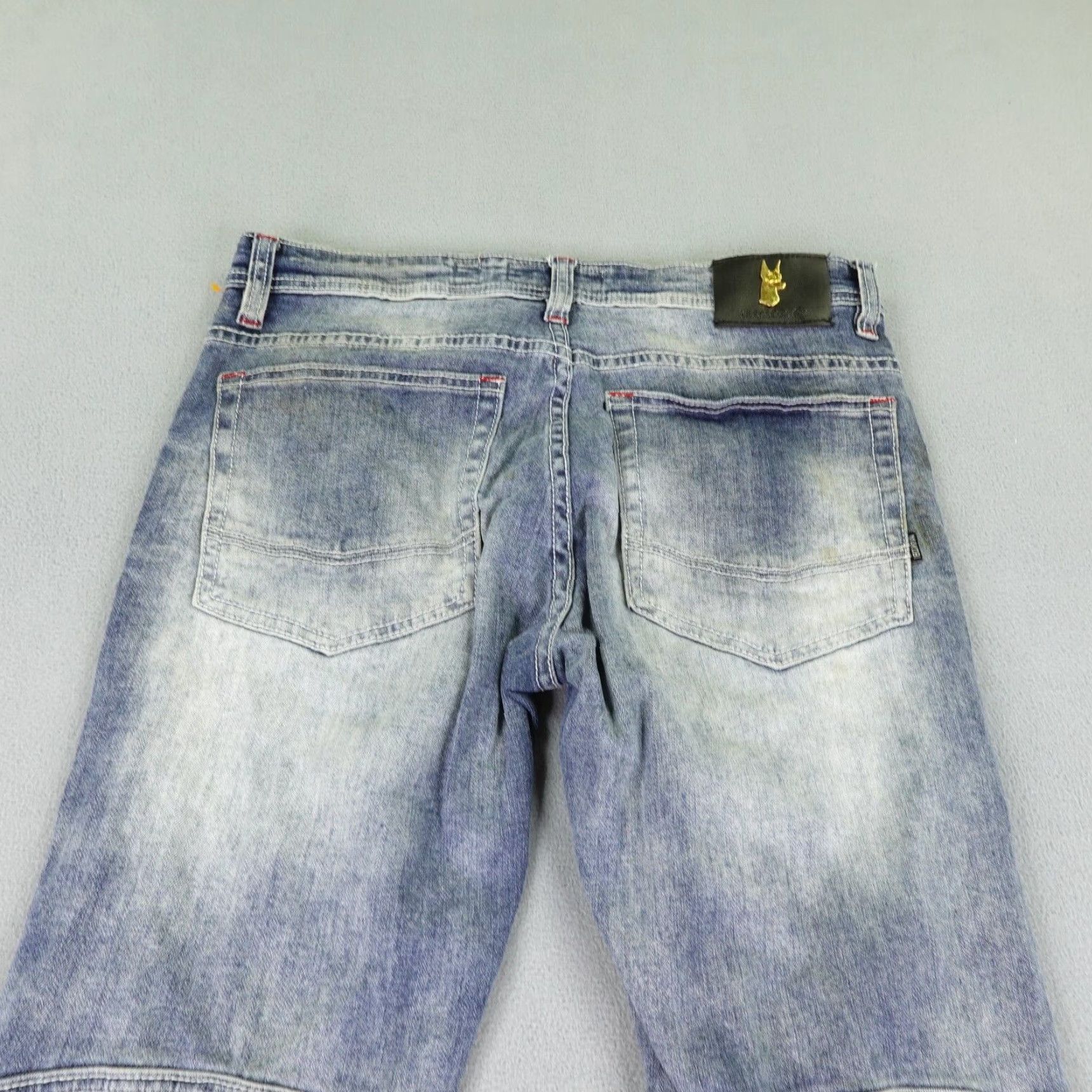 Denime VINTAGE Makobi Men's Jeans Straight Fit 32x30 Blue Denim Distressed Cotton Blend Mid 2010s Mens Size US 33 - 6 Thumbnail