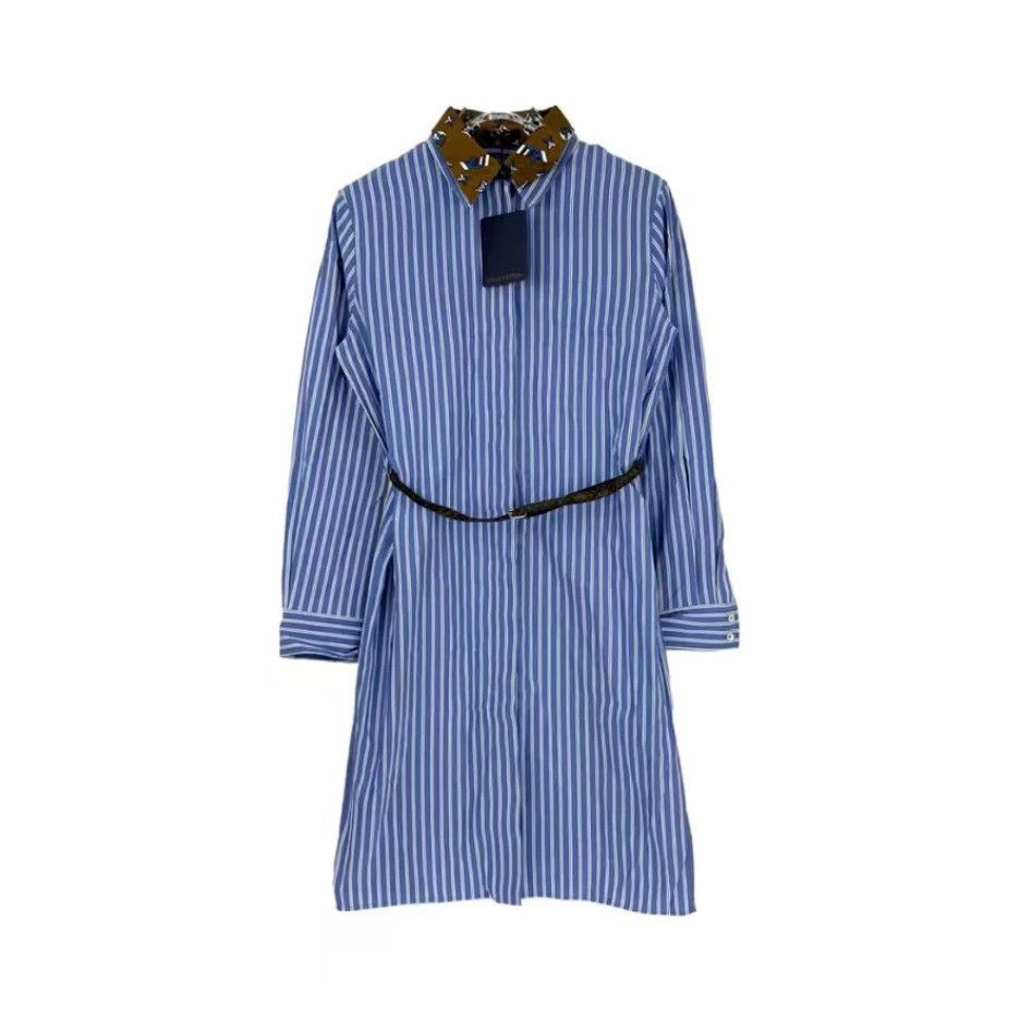 Louis Vuitton Blue White Stripe Logo Shirt Dress - dmc Size M / US 6-8 / IT 42-44 - 1 Thumbnail