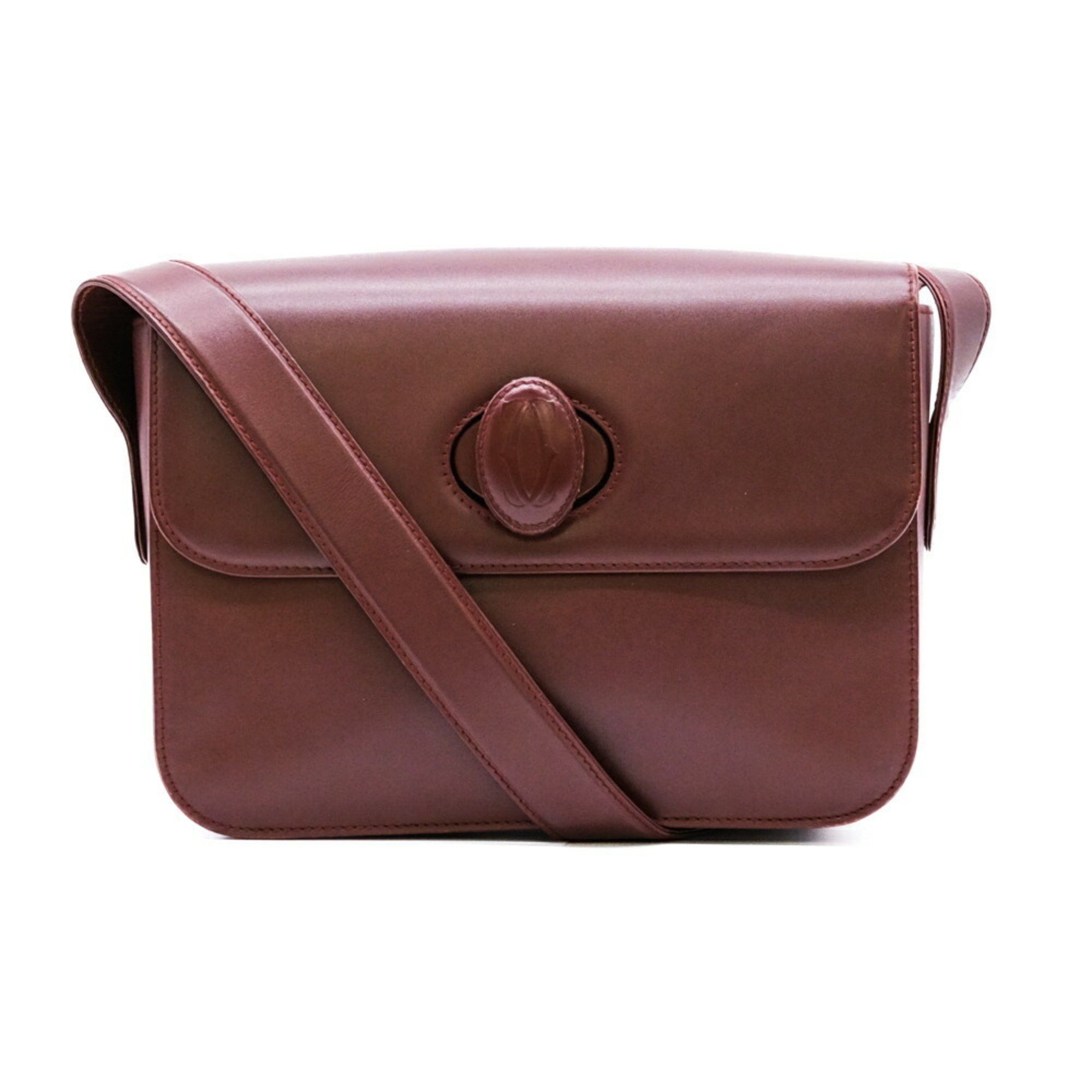Cartier Must Line Shoulder Bag Leather Bordeaux Red, Women's