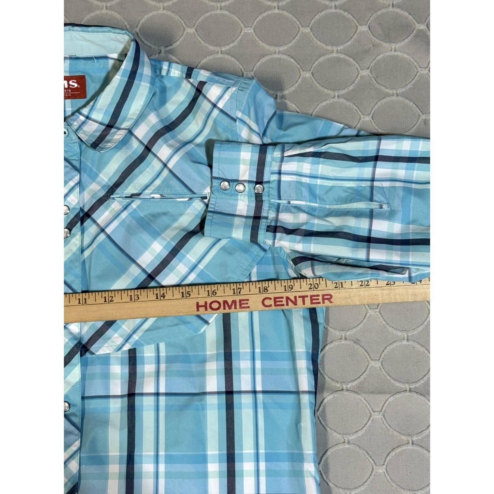 Vintage VINTAGE? No — Simms Shirt Women L Blue Plaid Long Sleeve Fishing Outdoor Performance Nylon Size L / US 10 / IT 46 - 6 Thumbnail