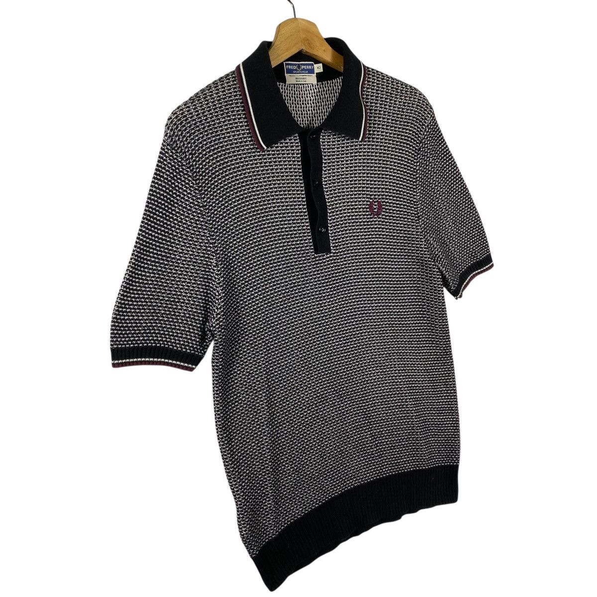 Fred Perry Fred Perry Reissues Knitted Polo, Black & White Size US XS / EU 42 / 0 - 4 Thumbnail