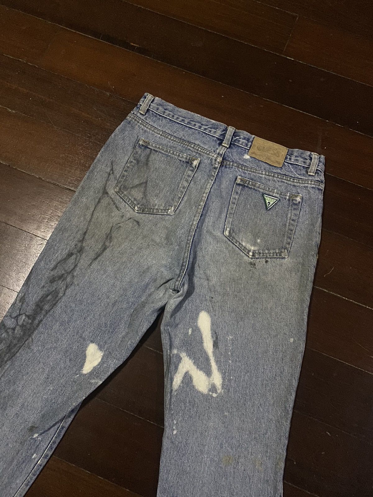 Guess × Polo Ralph Lauren × Vintage Fire 🔥 vintage 90s GUESS MADE IN USA distressed jeans S1 Size US 35 - 15 Thumbnail