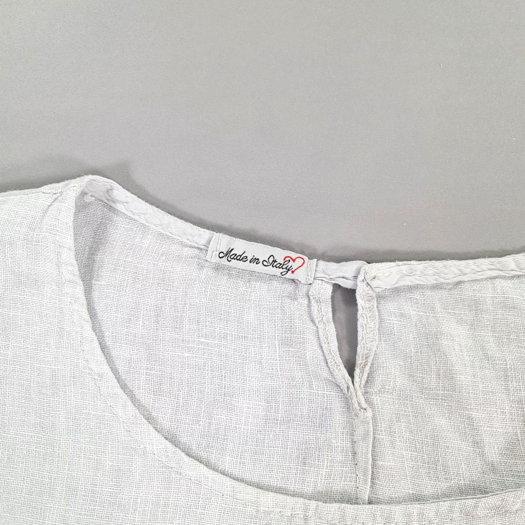 Vintage Made In Italy Dress Grey One Size Knee Length 100% Linen Pockets Women Size ONE SIZE - 5 Thumbnail