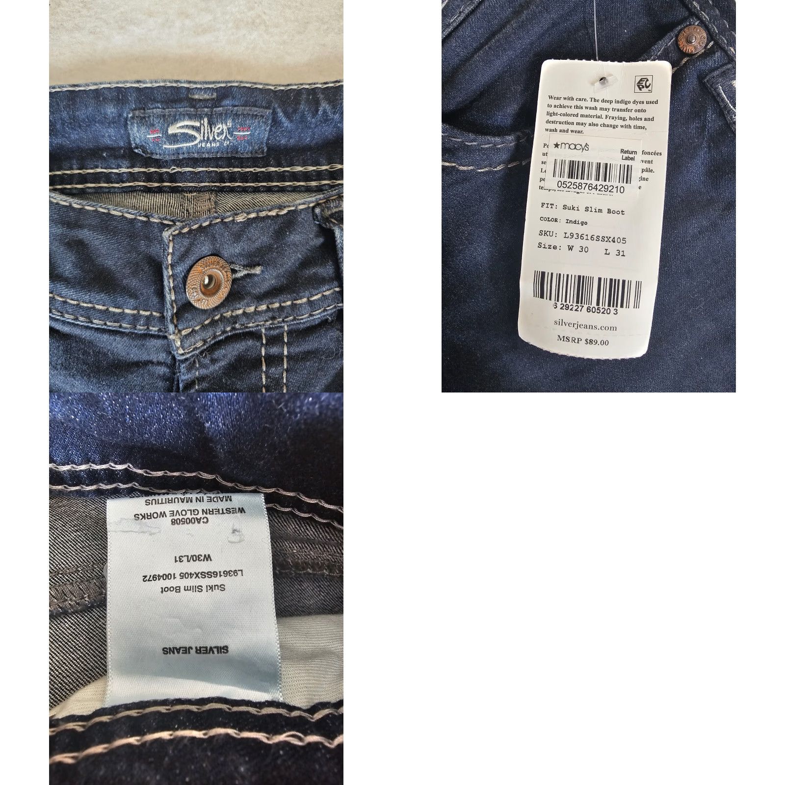 Vintage Silver Signature Jeans Mid Slim Boot Cut Jeans Women's 30x31 Dark Wash NWTs Silver Jeans Suki Surplus Regular Fit Denim Blue Size 30" / US 8 / IT 44 - 9 Thumbnail