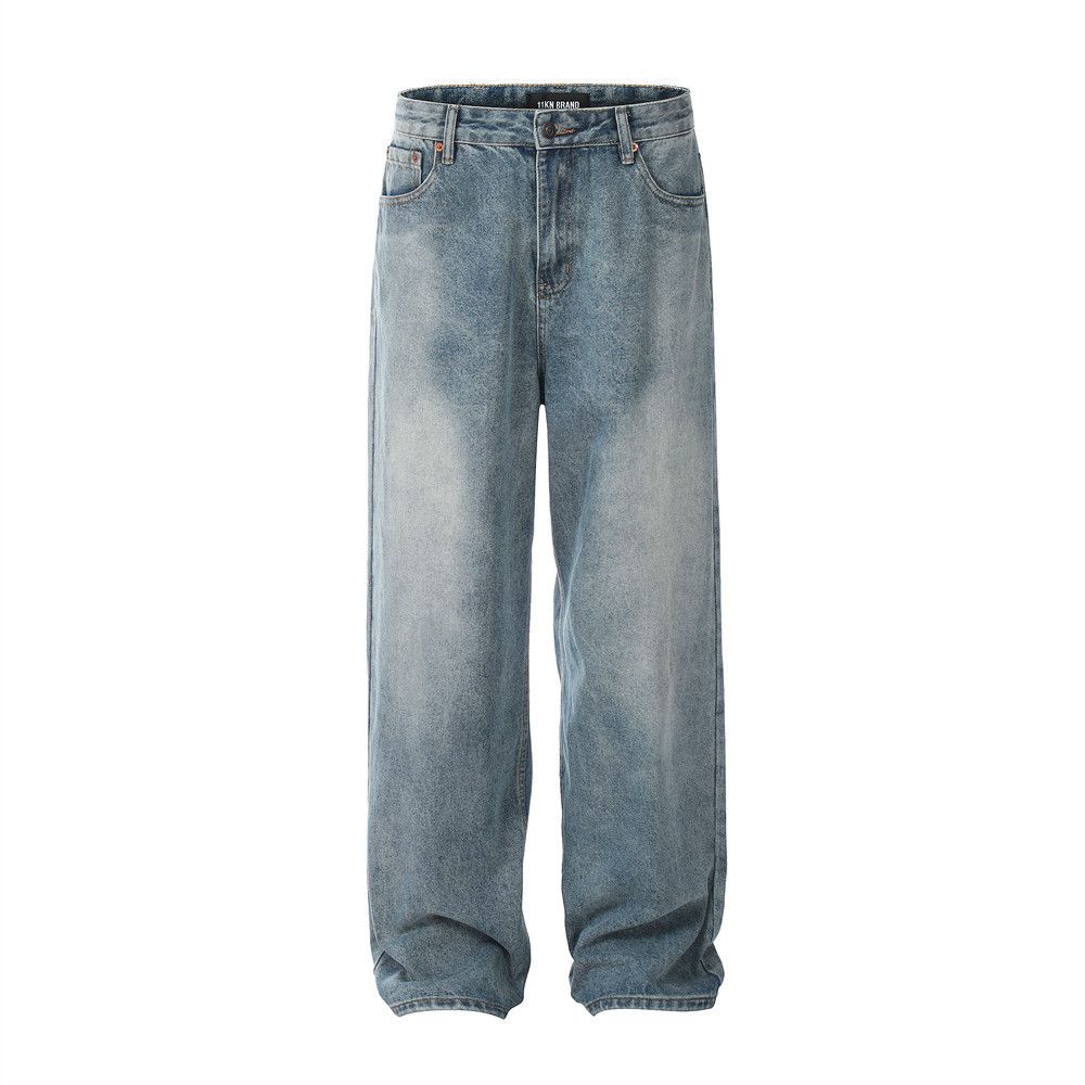 Japanese Brand × Jean Men's loose distressed washed denim wide-leg pants Size US 34 / EU 50 - 1 Thumbnail
