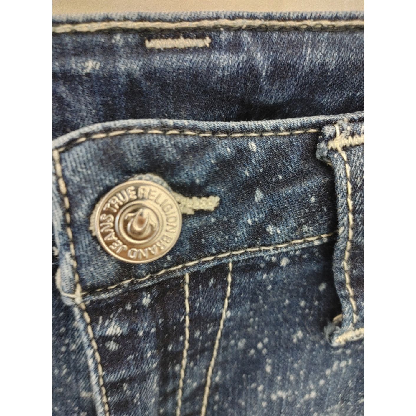 True Religion True Religion Womens Skinny Jeans Bleach Splattered Sz 33 Size 33" - 3 Thumbnail