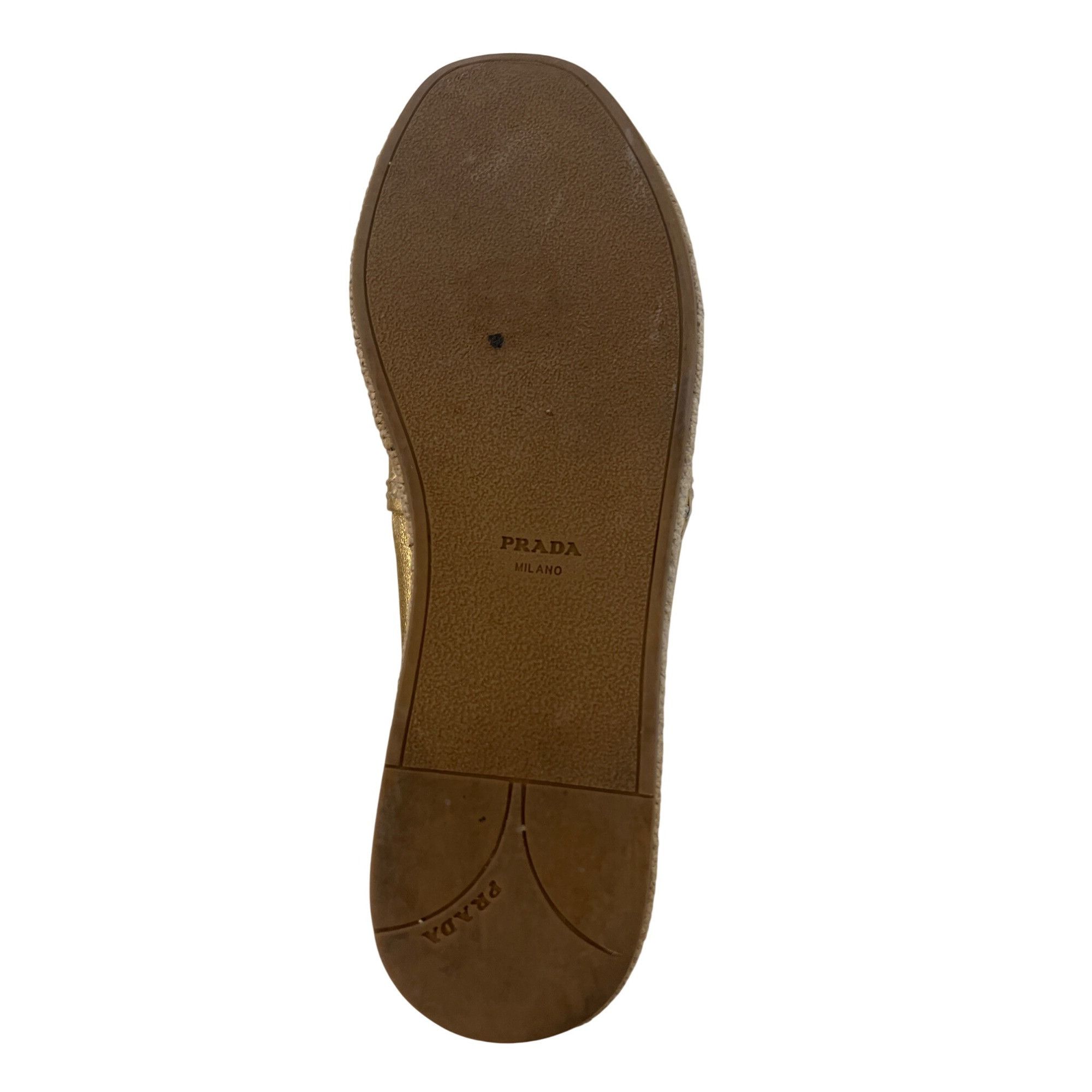 Prada Prada Gold Metallic Peep-Toe Espadrilles Size US 7.5 / IT 37.5 - 18 Thumbnail