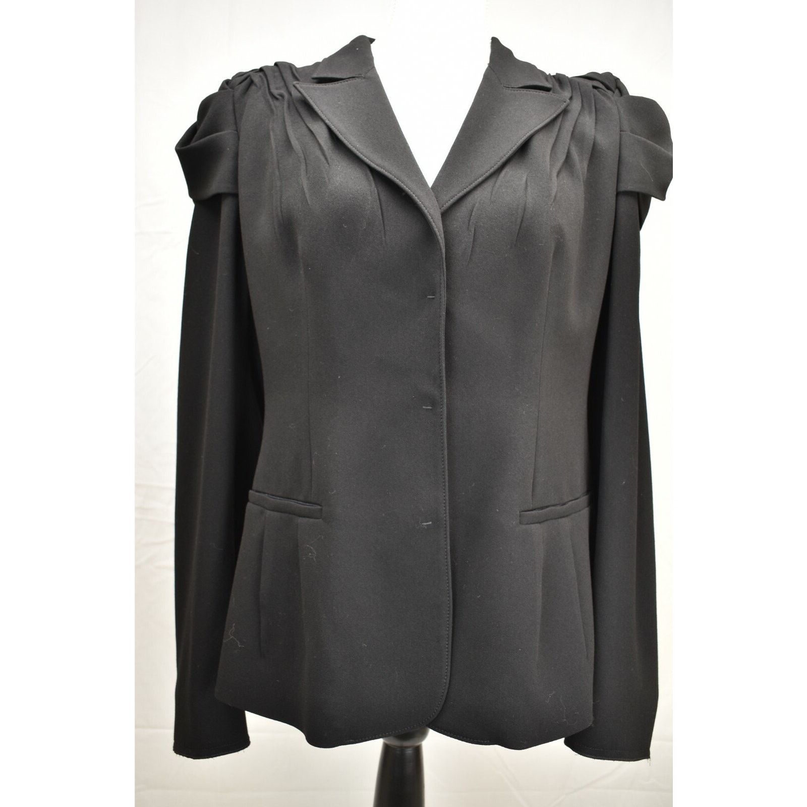 Prada PRADA P5585 BLACK ACETATE LONG SLEEVE TOP JACKET 46 ITALY Size L / US 10 / IT 46 - 1 Thumbnail
