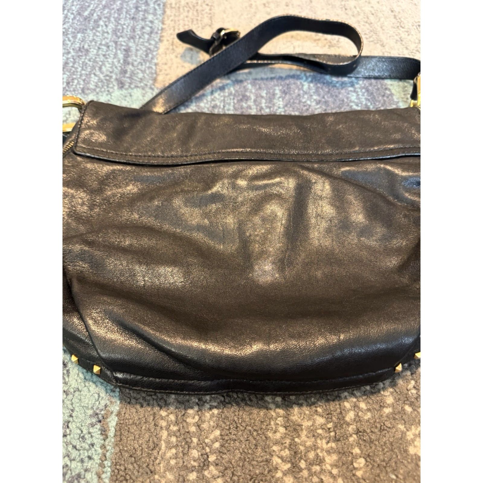Marc Jacobs VINTAGE MARC JACOBS Shoulder Bag Studded Leather Made In Italy Black Women Adult Regular Leather Brown Accent Zipped Magnetic Closure Size ONE SIZE - 5 Thumbnail