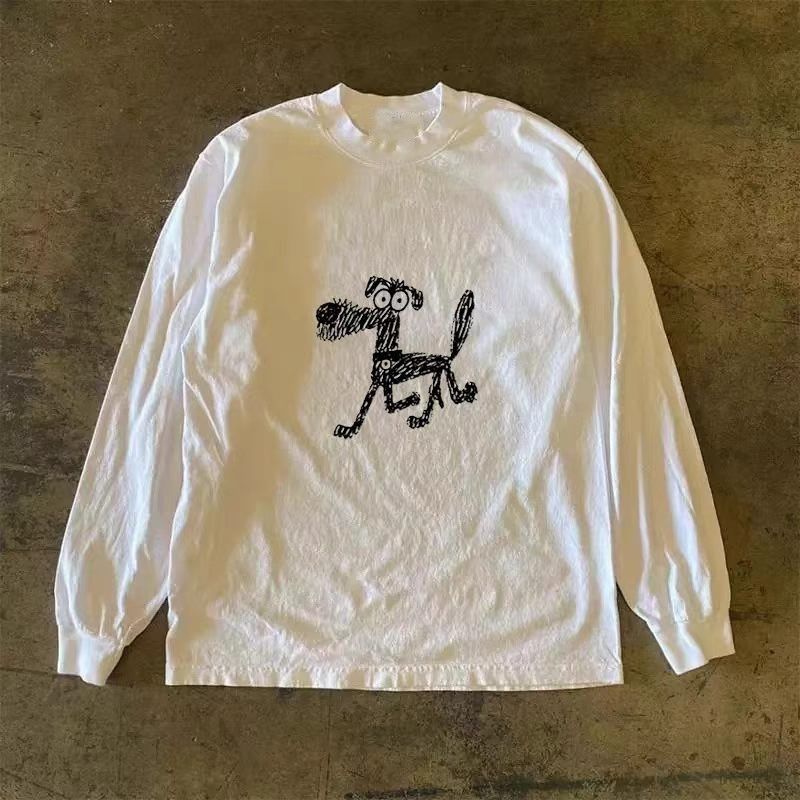 Japanese Brand White washed retro hip-hop puppy print long-sleeved t-shirt Size US M / EU 48-50 / 2 - 1 Thumbnail