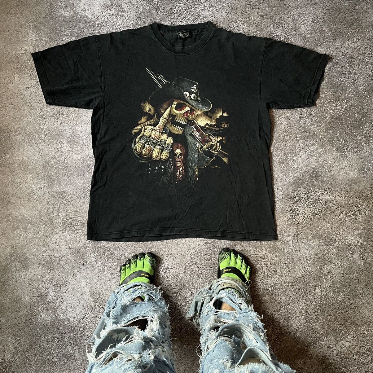 Band Tees Vintage 00S FUCK FINGER HORROR FACE ABSTRACT ANGRY BONES Size US XL / EU 56 / 4 - 1 Thumbnail