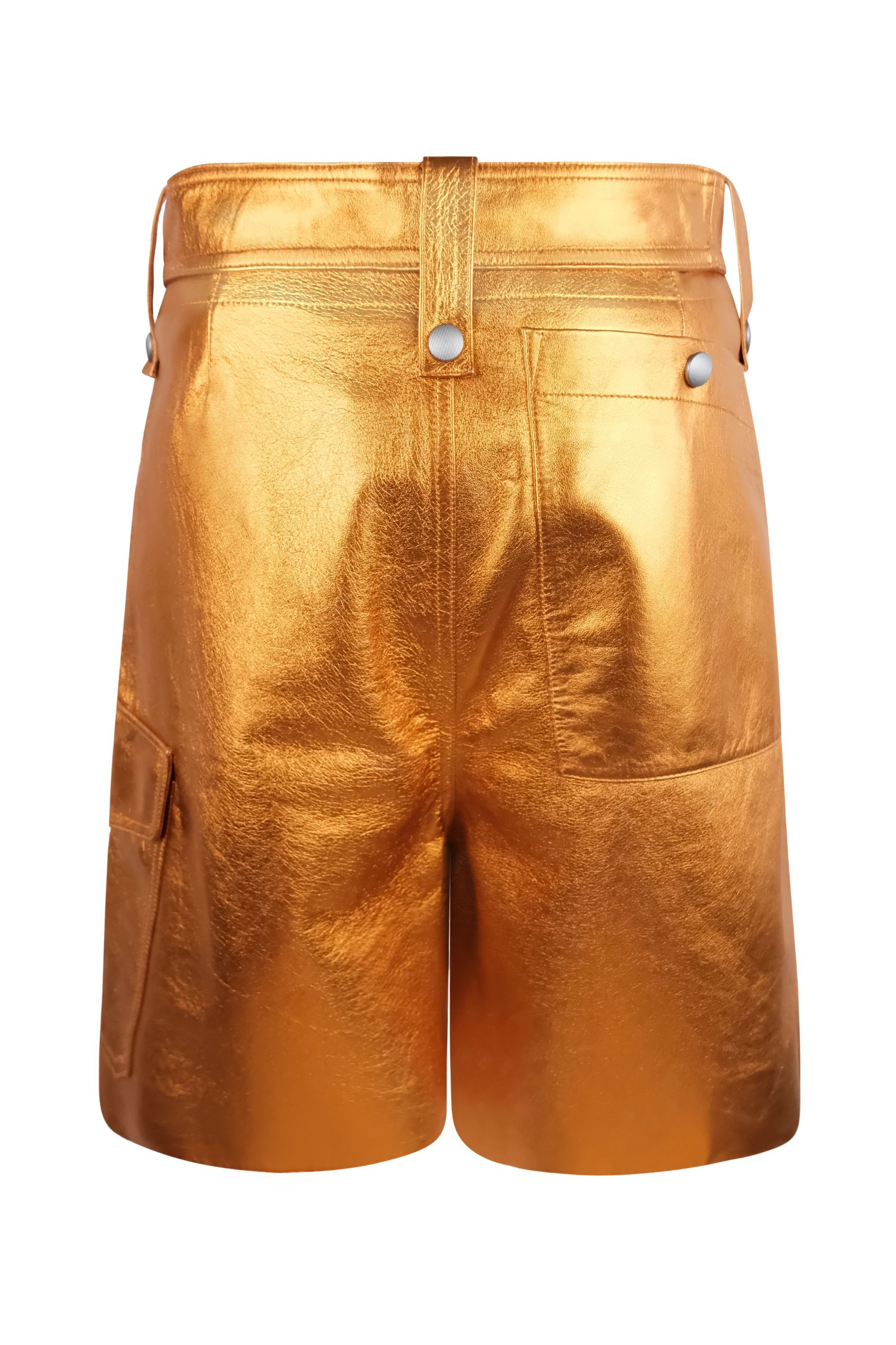 Miu Miu Miu Miu Metallic Lamb Leather Orange Cargo Shorts Size 27" / US 4 / IT 40 - 2 Thumbnail