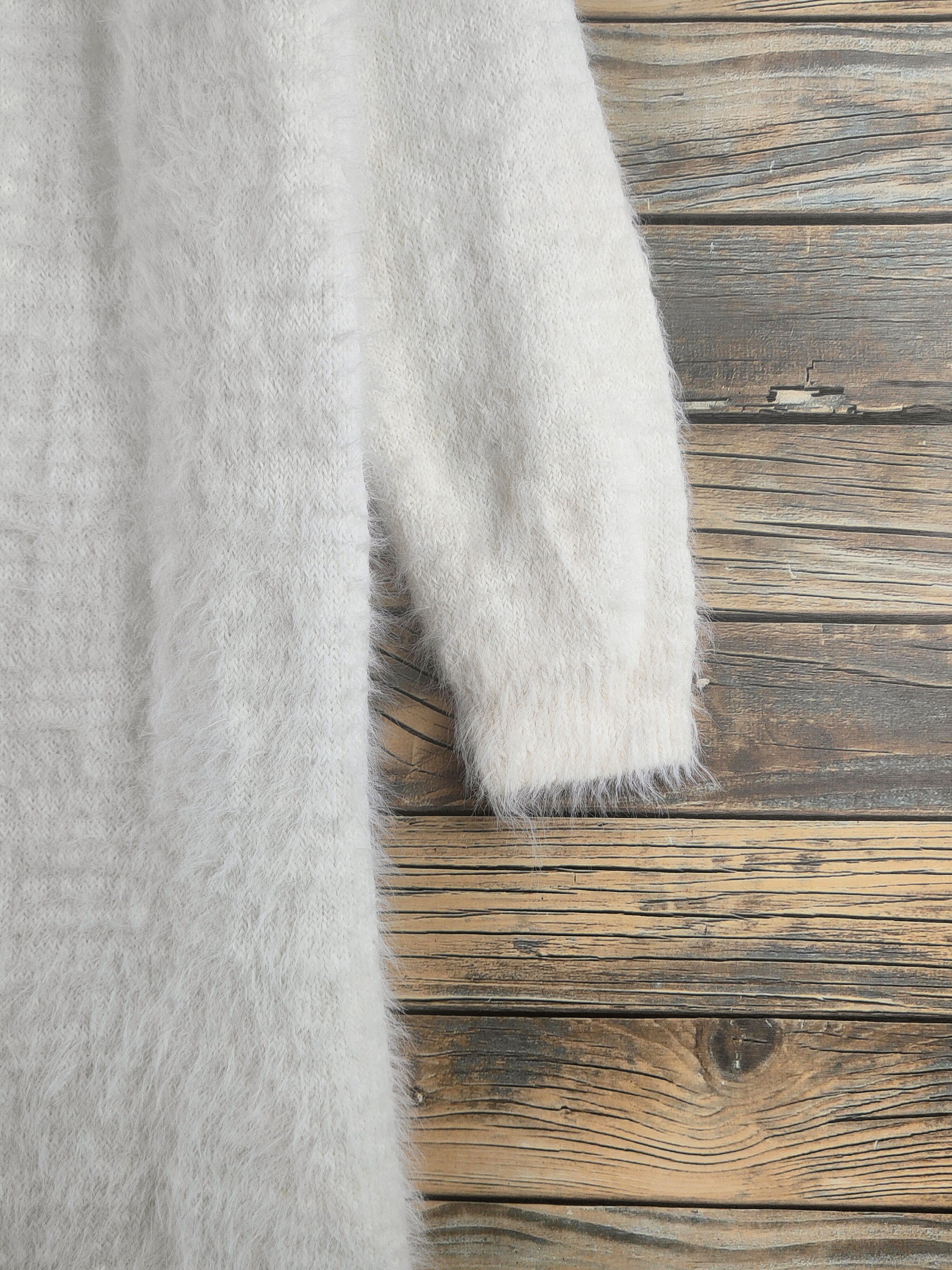 Japanese Brand DL Glacier Ivory Fur Mohair shaggy Knitwear Cardigan #46-911 Size M / US 6-8 / IT 42-44 - 5 Thumbnail