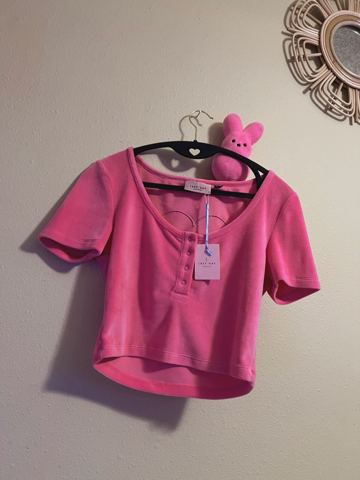 Lazy Oaf Lazy Oaf Waste of Time 💘 velour lounge heart button velvet Size ONE SIZE - 6 Thumbnail