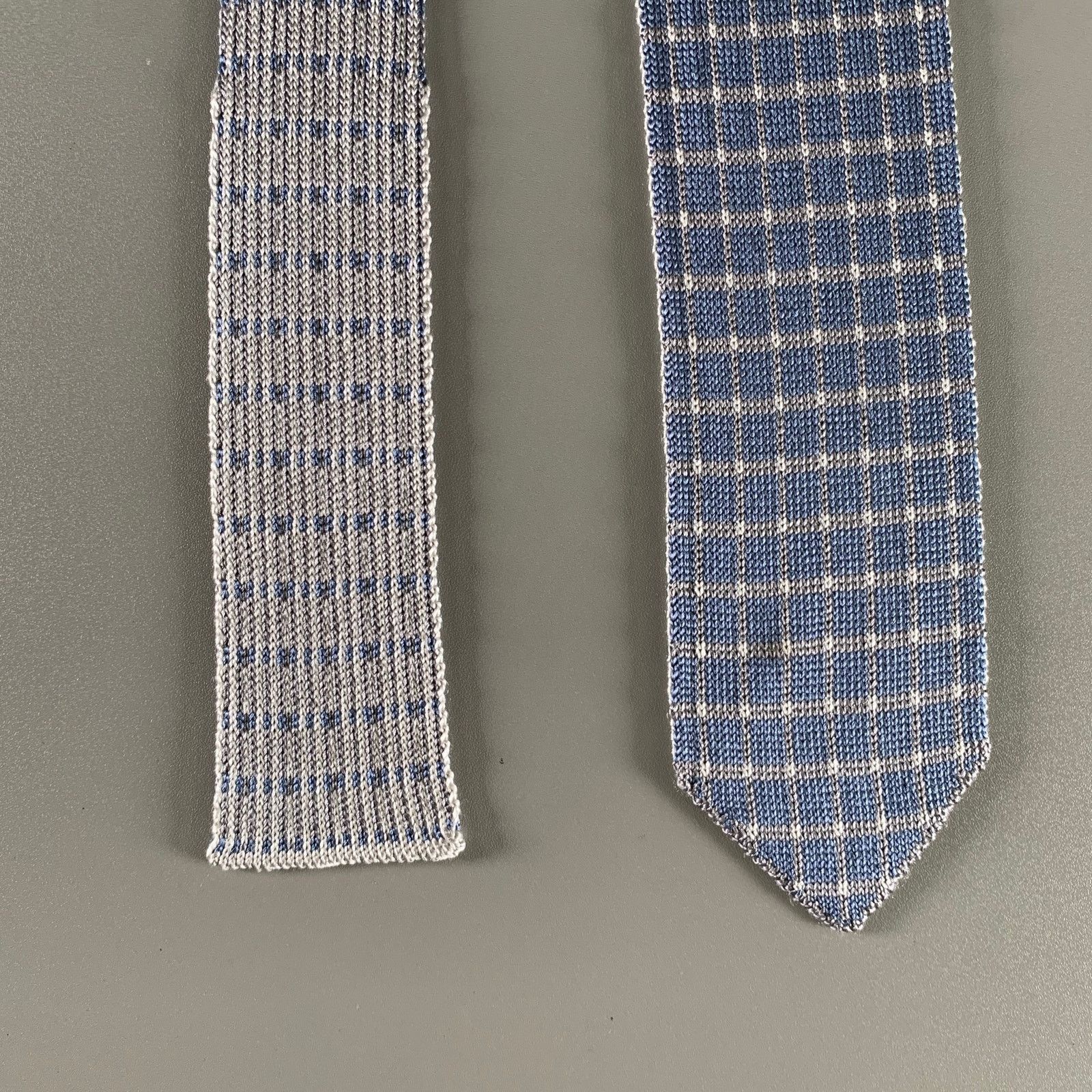 Brioni BRIONI Blue Grey Knitted Silk Tie Size ONE SIZE - 1 Thumbnail