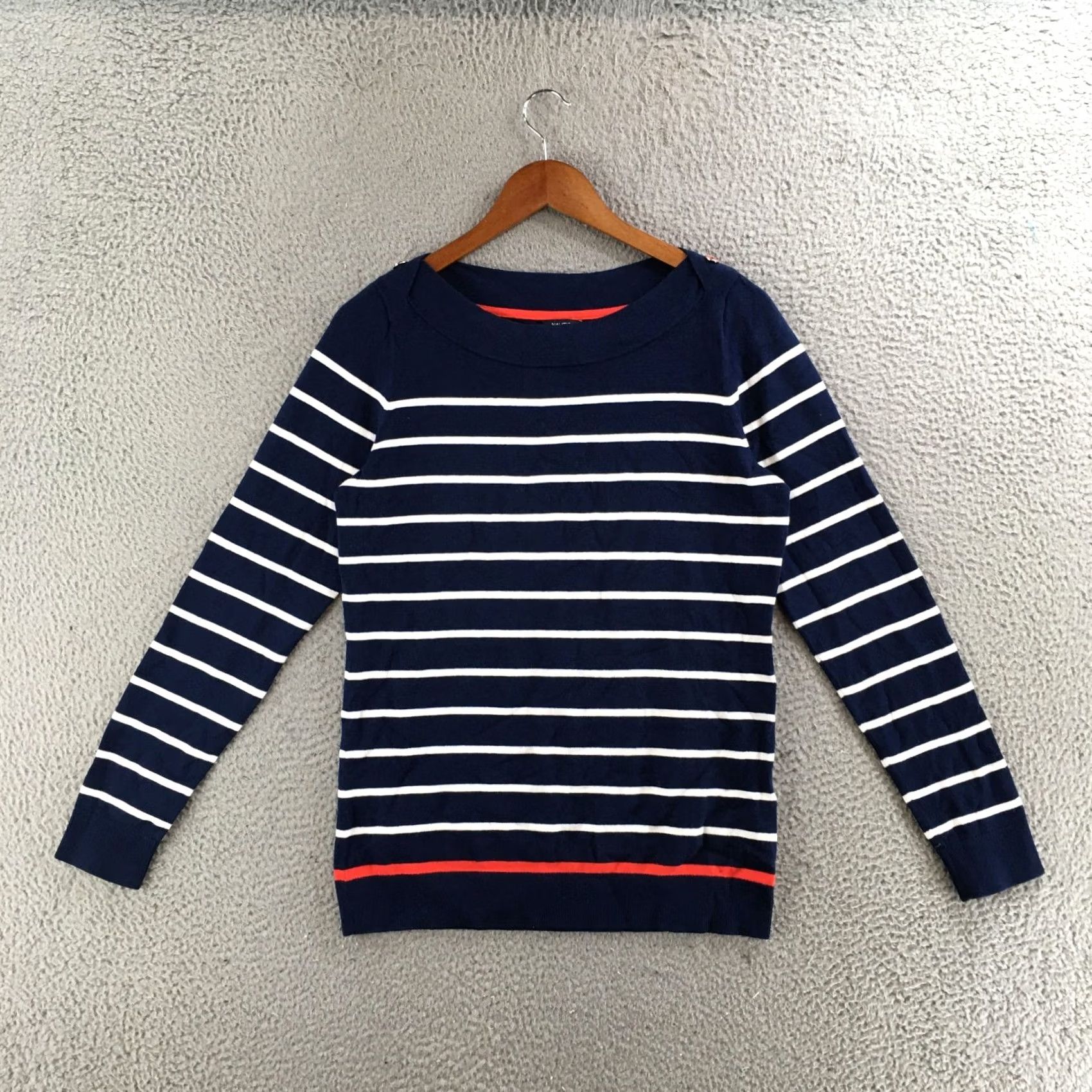 Nautica Nautica Sweater Womens M Navy Blue White Striped Crewneck Pullover Long Sleeve Size M / US 6-8 / IT 42-44 - 2 Thumbnail