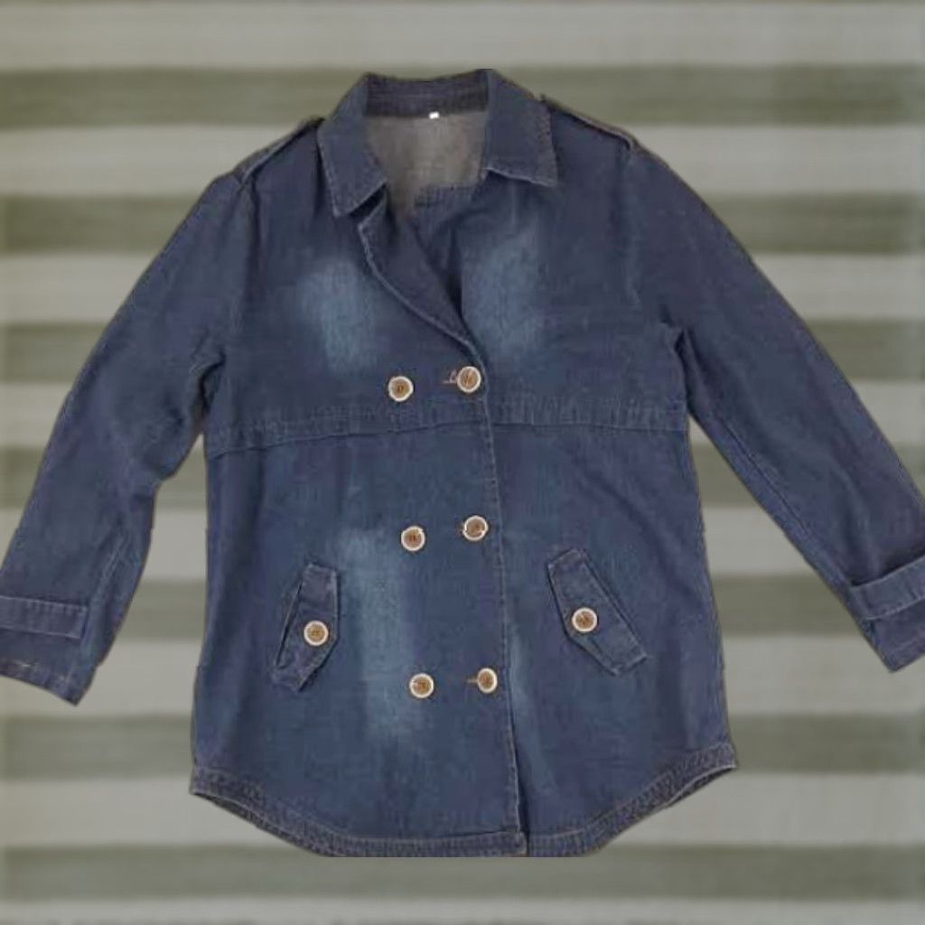 Doublet VINTAGE Woman Denim Blue Jean Jacket L Blue 90s Classic Denim Coat Womens Jacket - 90s Theme, Large, Light Weight, Basic Jacket, 32in Long Size 36" / US 14 / IT 50 - 1 Thumbnail